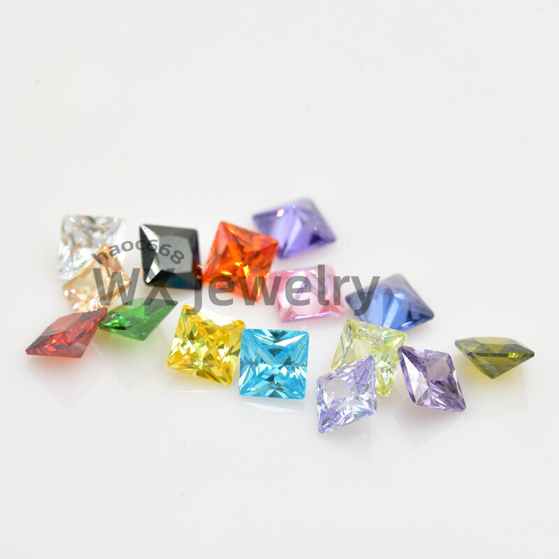 3×3-10x10mm Square Cut 15pcs each color 1pcs ,Loose cubic Zirconia Stone