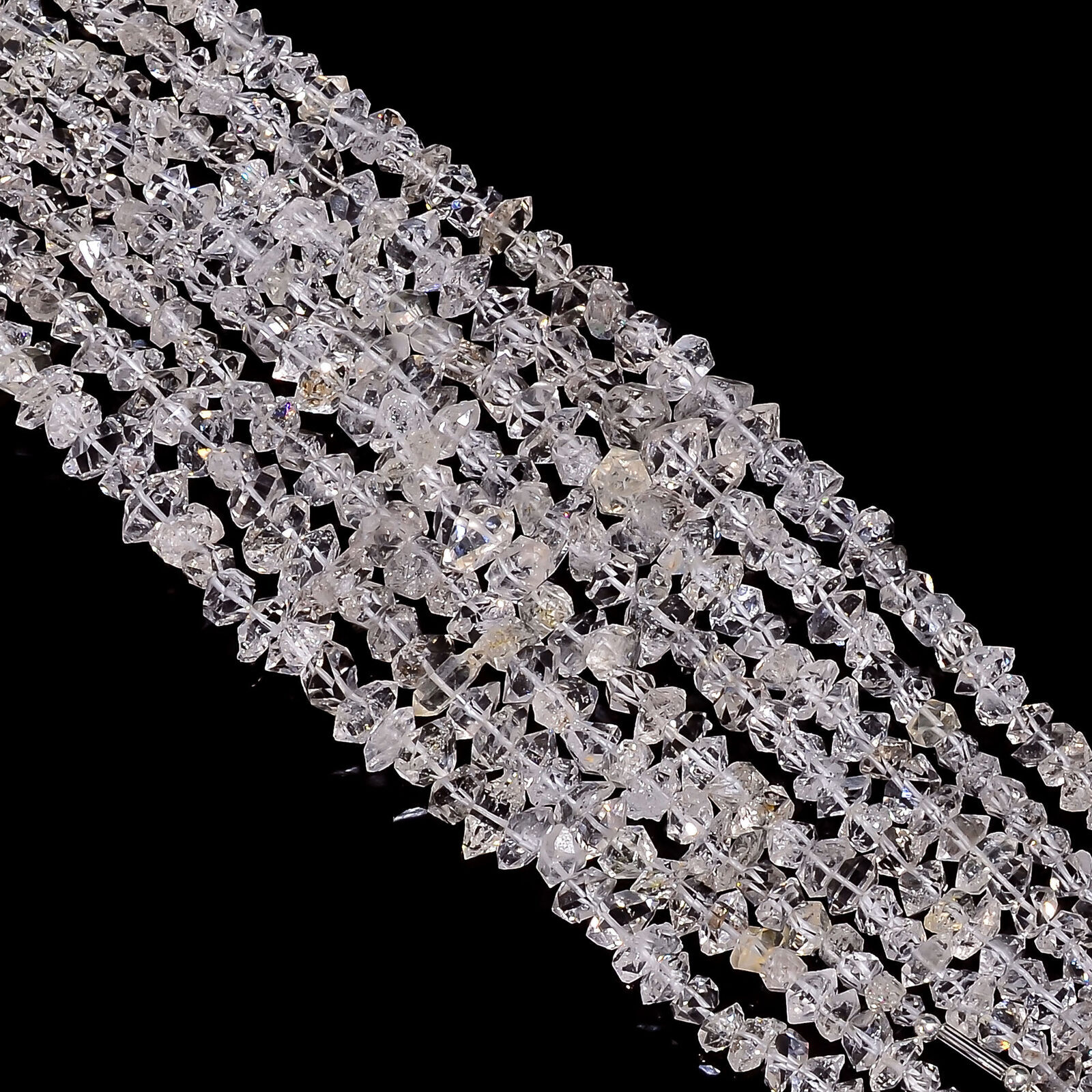 Natural Herkimer Diamond Gemstone Fancy Uncut Beads 5X4 13X7mm Strand 9″ EUC-267