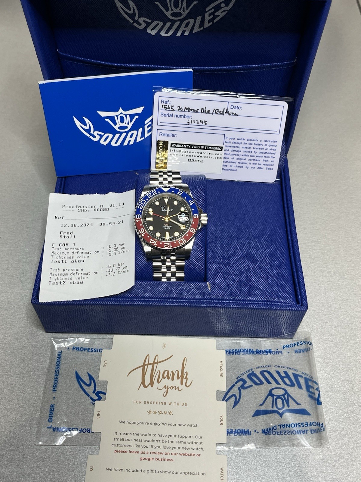 SQUALE Y1545 ATMOS 30 GMT 40 mm Pepsi With Cyclops (Rare) ~Gorgeous & Minty