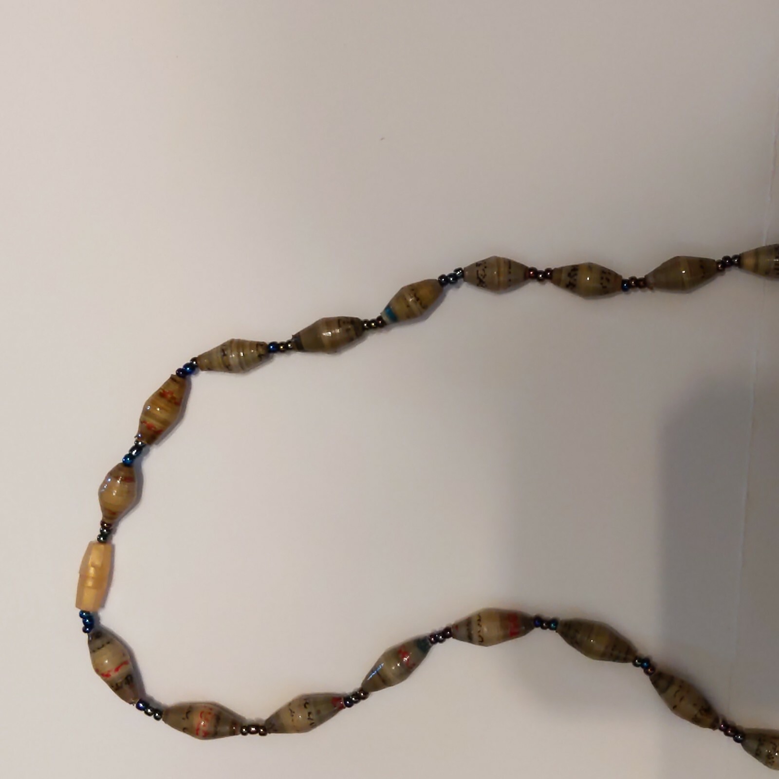 Paper Bead necklace choker gray green,gray yellow,red,black made in Uganda NWOT