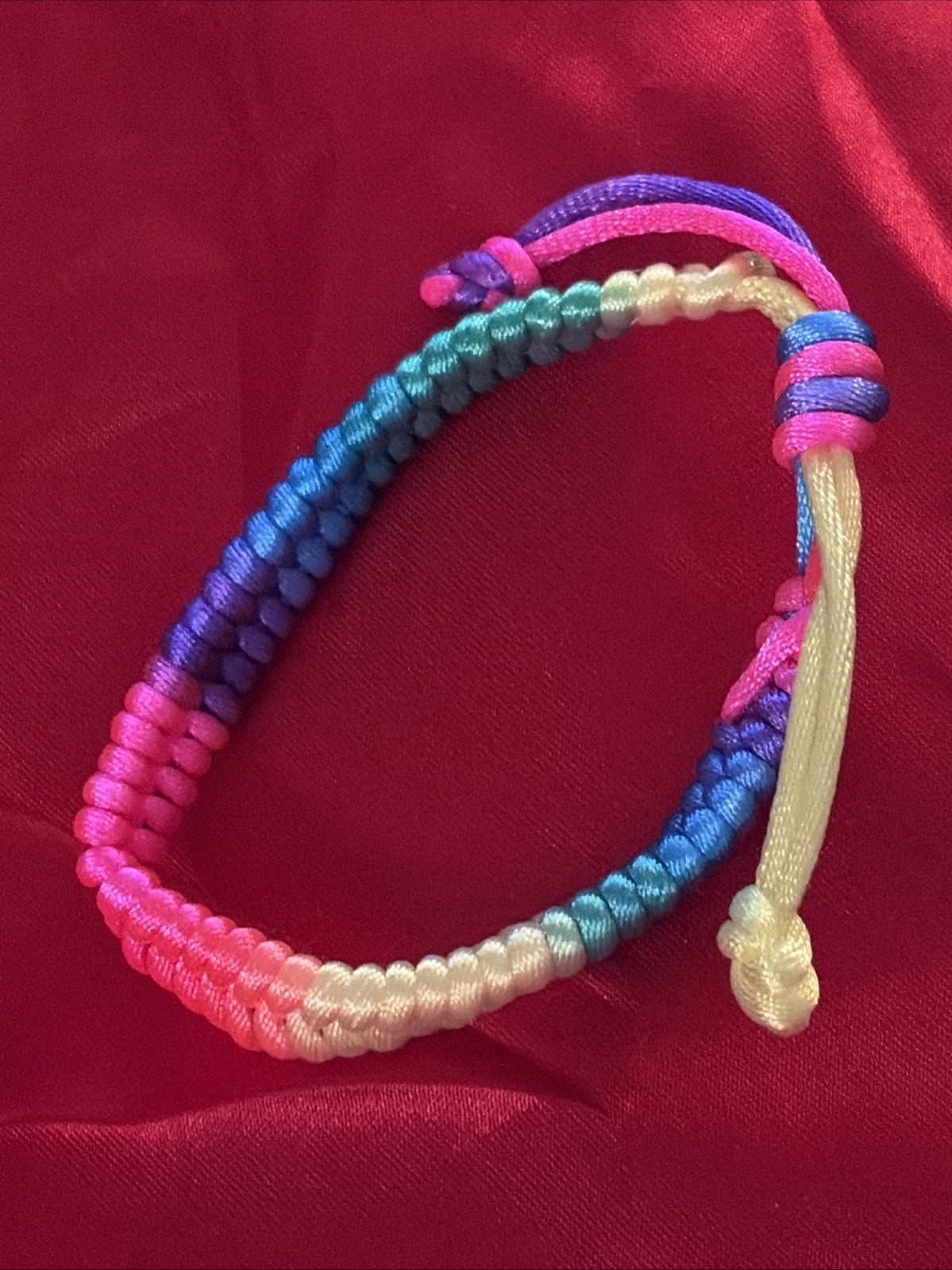 NEW COLORFUL NEON NYLON HERRINGBONE WEAVE FRIENDSHIP BRACELET ADJUSTABLE NIP
