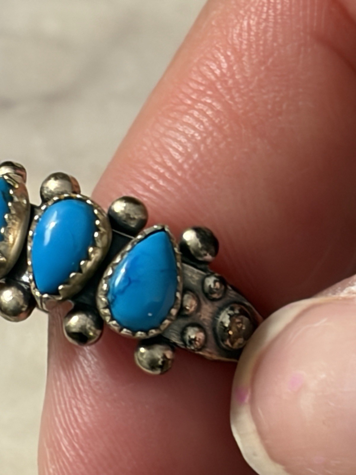 Vtg Wheeler Co. 4 Stone Turquoise Row Ring Sterling Silver 10.5 Boxed
