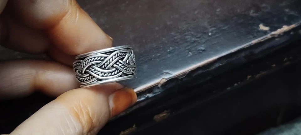 Solid 925 Sterling Silver Wide Rope Spinner Ring Handmade Ring For Men & Women