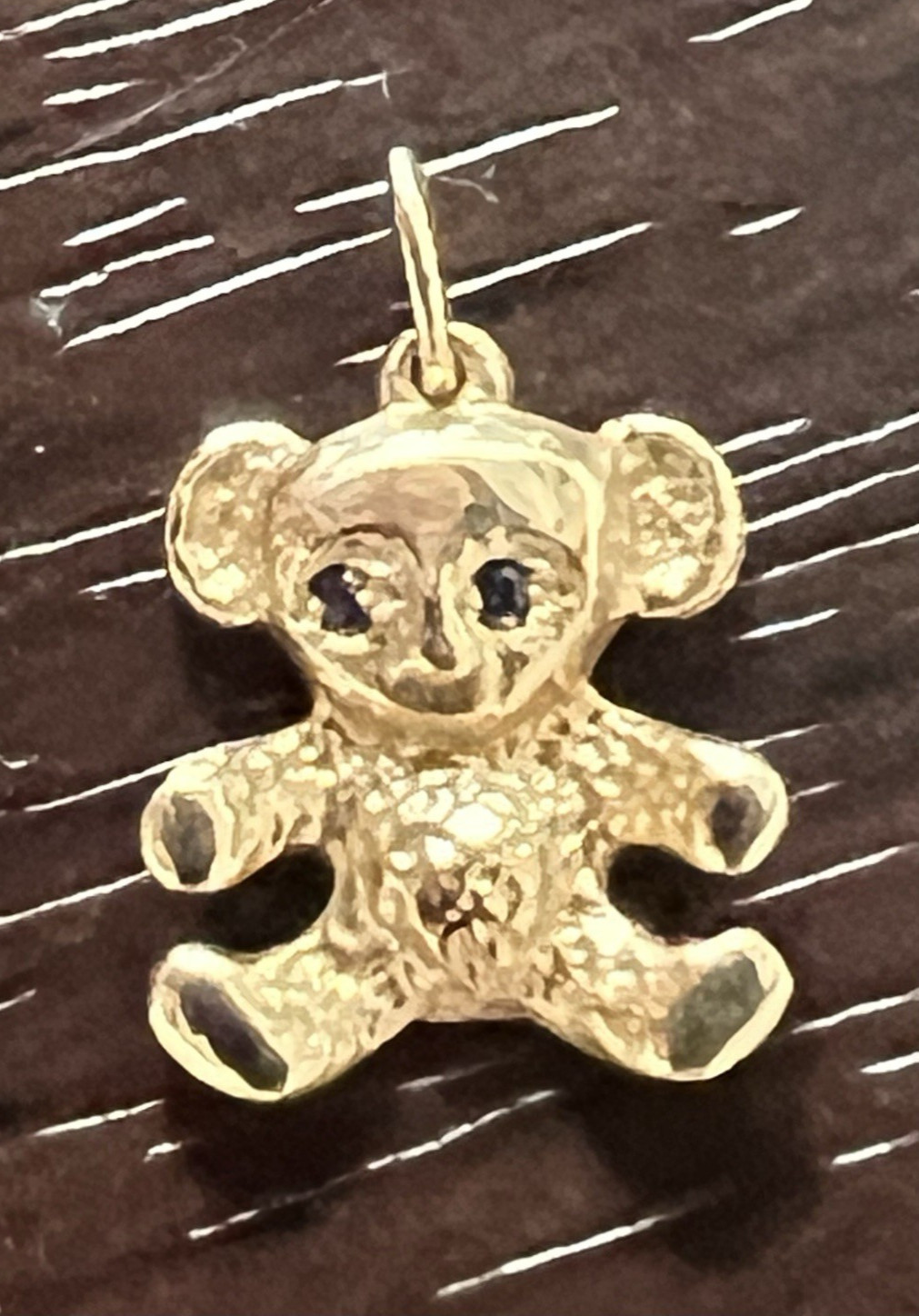 2gr Signed by JCF Solid 14k Gold Sapphire Teddy Bear OR Panda Charm 14mm or .75″