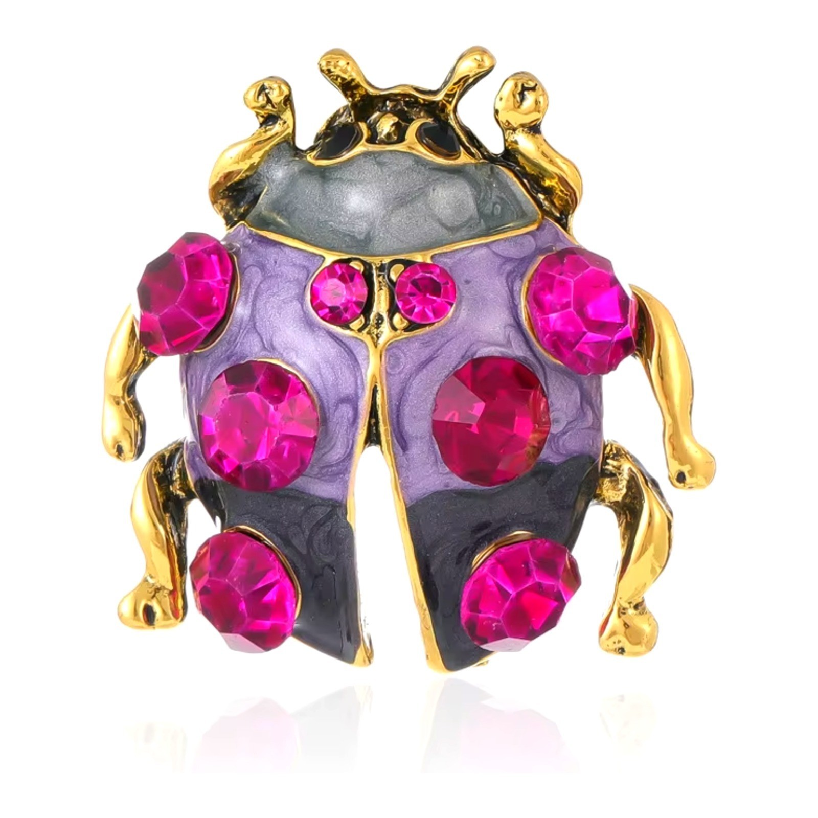 Enamel Ladybug Brooch Pin Rhinestone Crystal Animal Women Gift