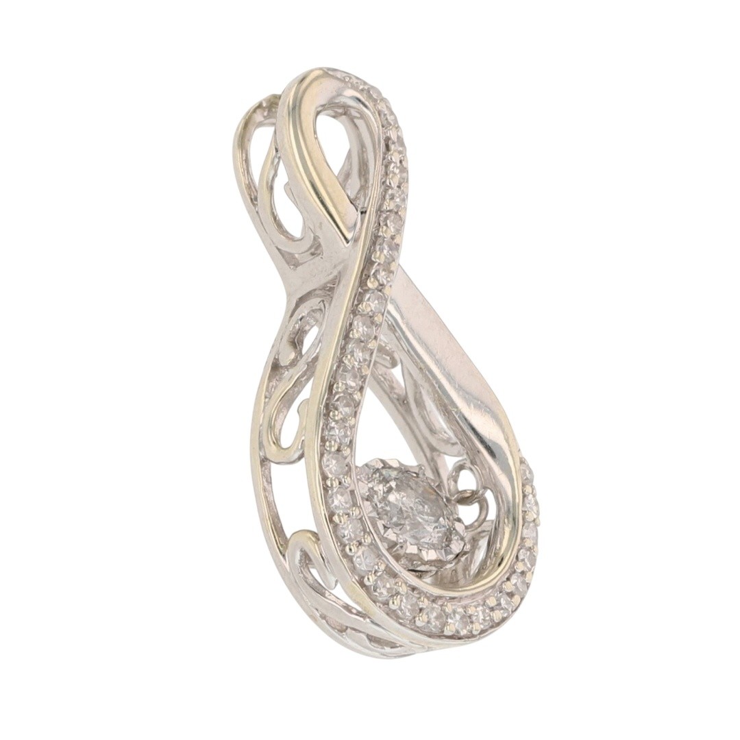 .31ctw Dancing Diamond Teardrop Shaped Slide Pendant No Chain 10k White Gold