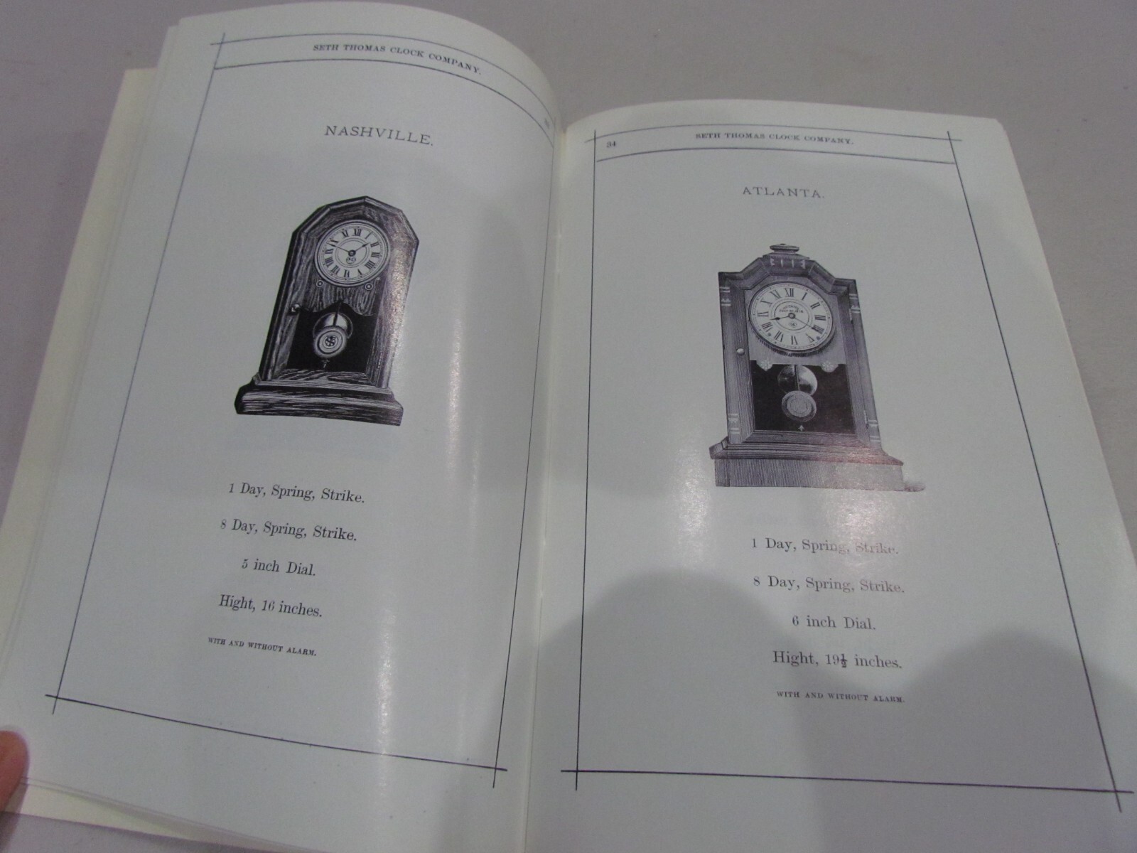 1884-5 Reprint Seth Thomas Clocks with Price List