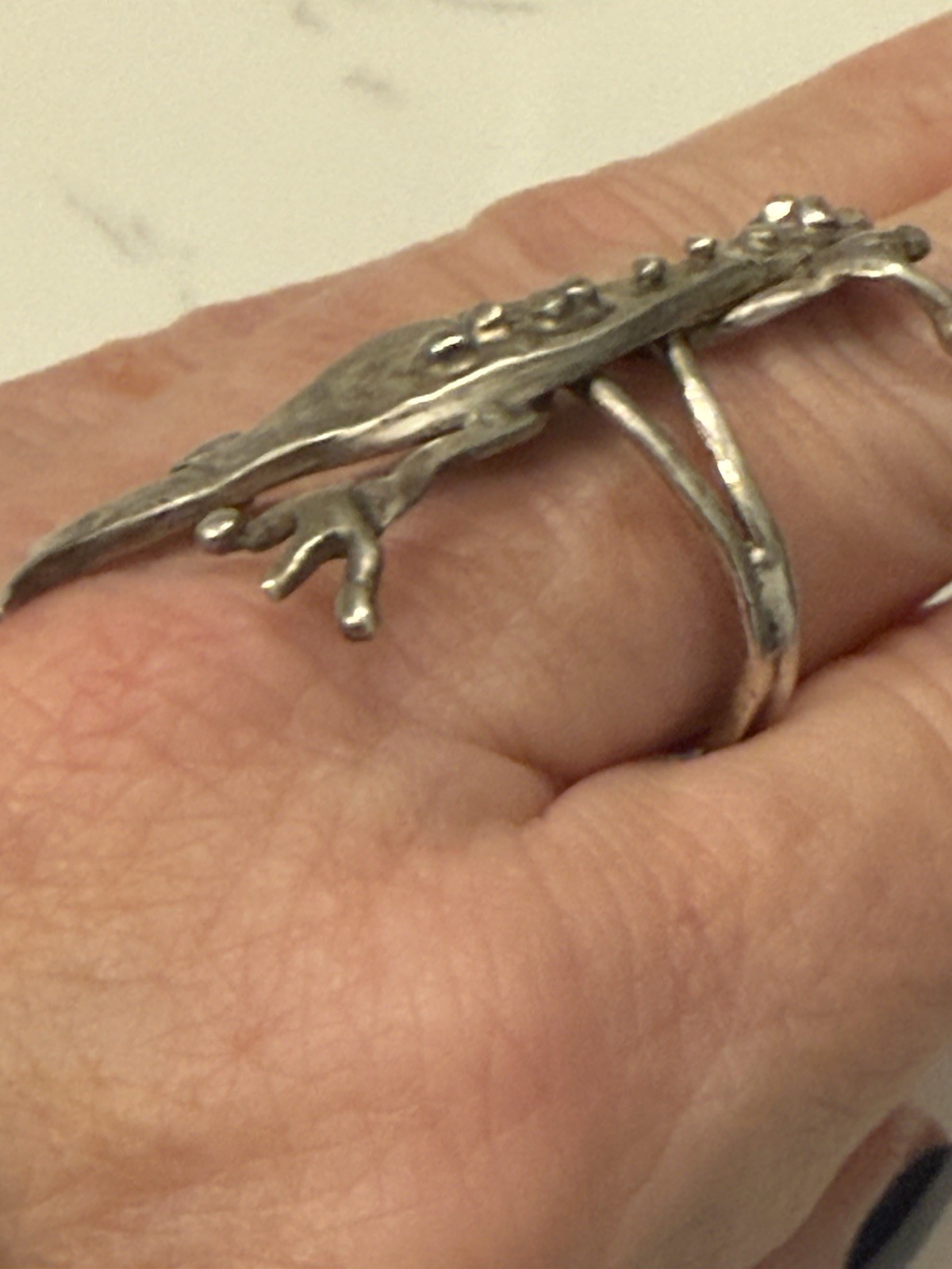Vintage Native Gecko Lizard Sterling Silver Ring – size 9 – 8.8 Grams
