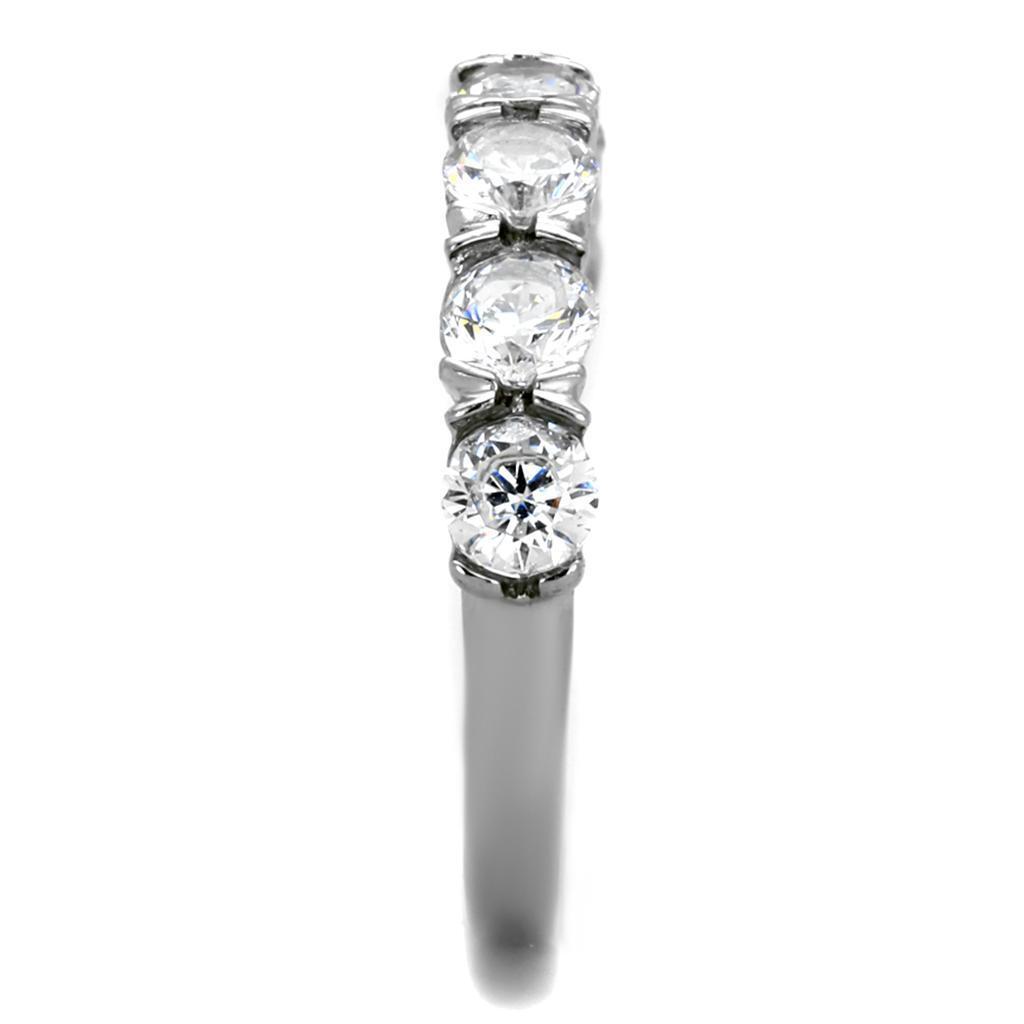 4mm Round Cut CZ Wedding Half Eternity Band Wedding Ring