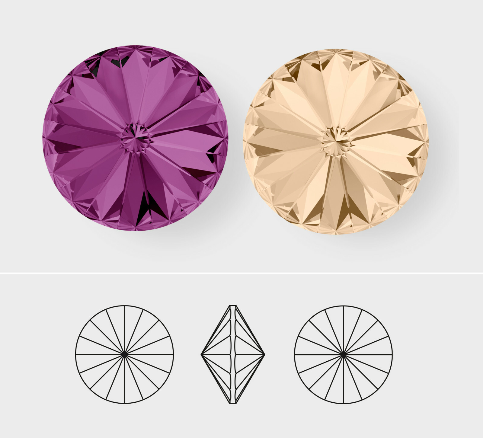 11mm | Rivoli | Swarovski Article 1122 | 12 Pieces – Choose Crystal Color