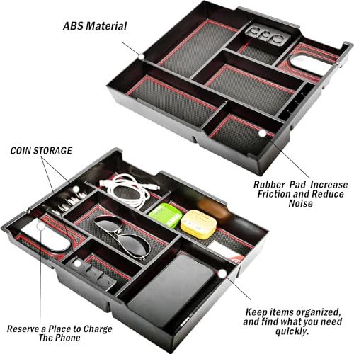 Center Console Organizer Compatible with 2014-2017 2018 2019 2020 2021 red