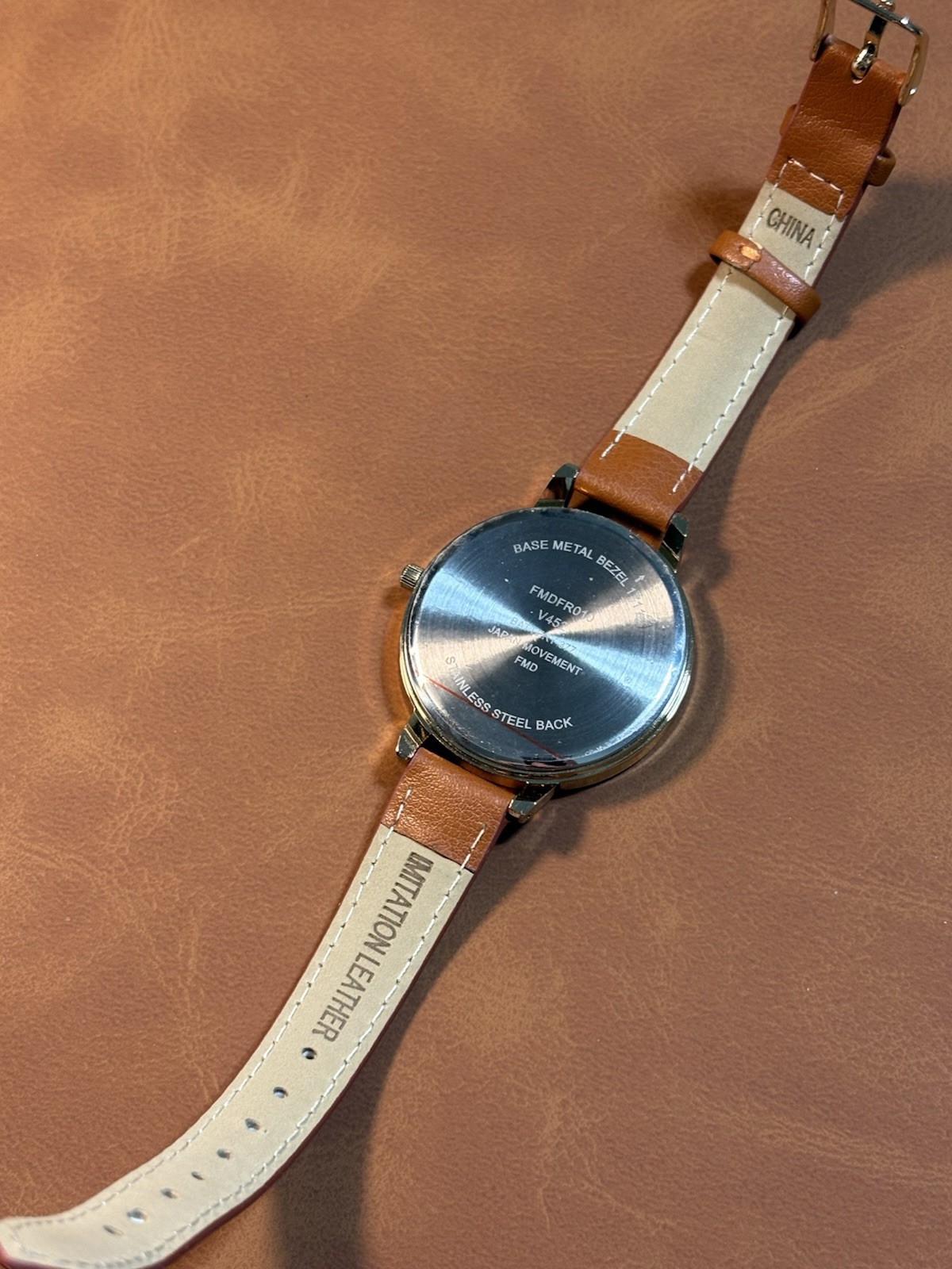 World Map Francescas Women’s Quartz Watch Gold Tone Ladies Leather Band,Box
