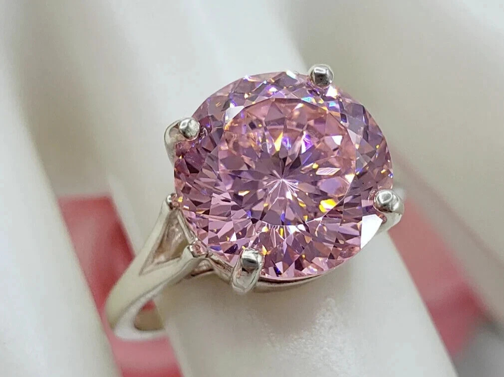 2CT Lab-Created Round Pink Sapphire Halo Engagement Ring 14K White Gold Plated