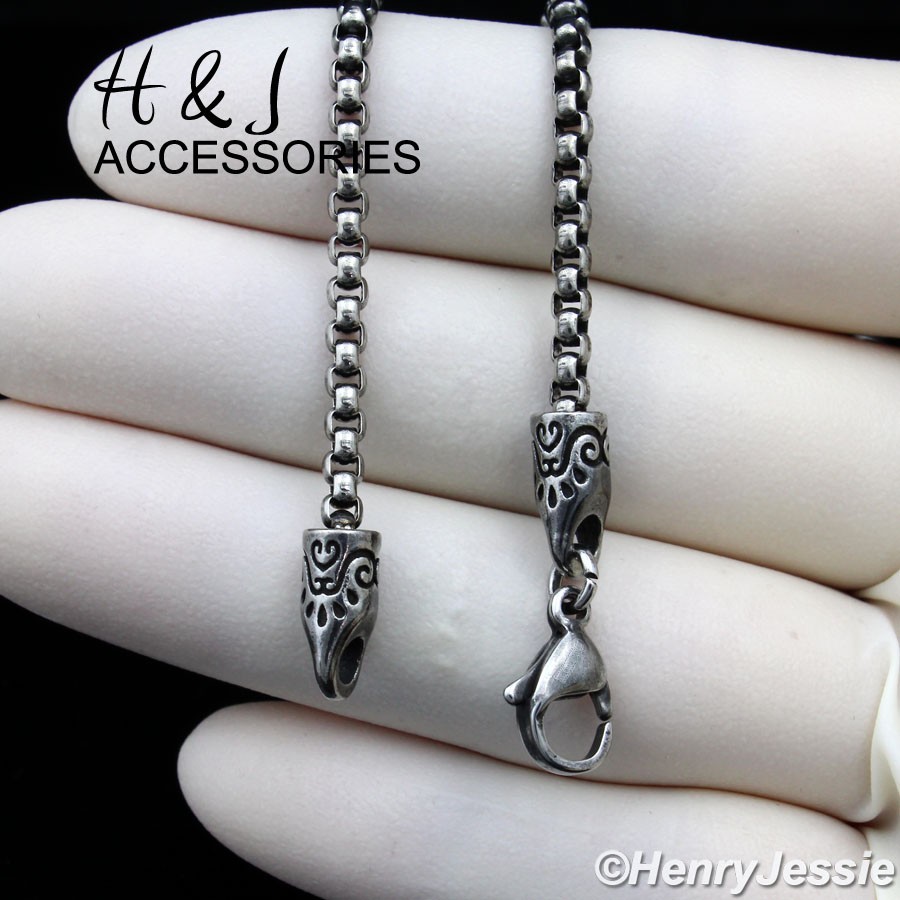 16″-36″BIKER MEN Stainless Steel 3mm Gunmetal Gray Smooth Box Link Necklace*N174