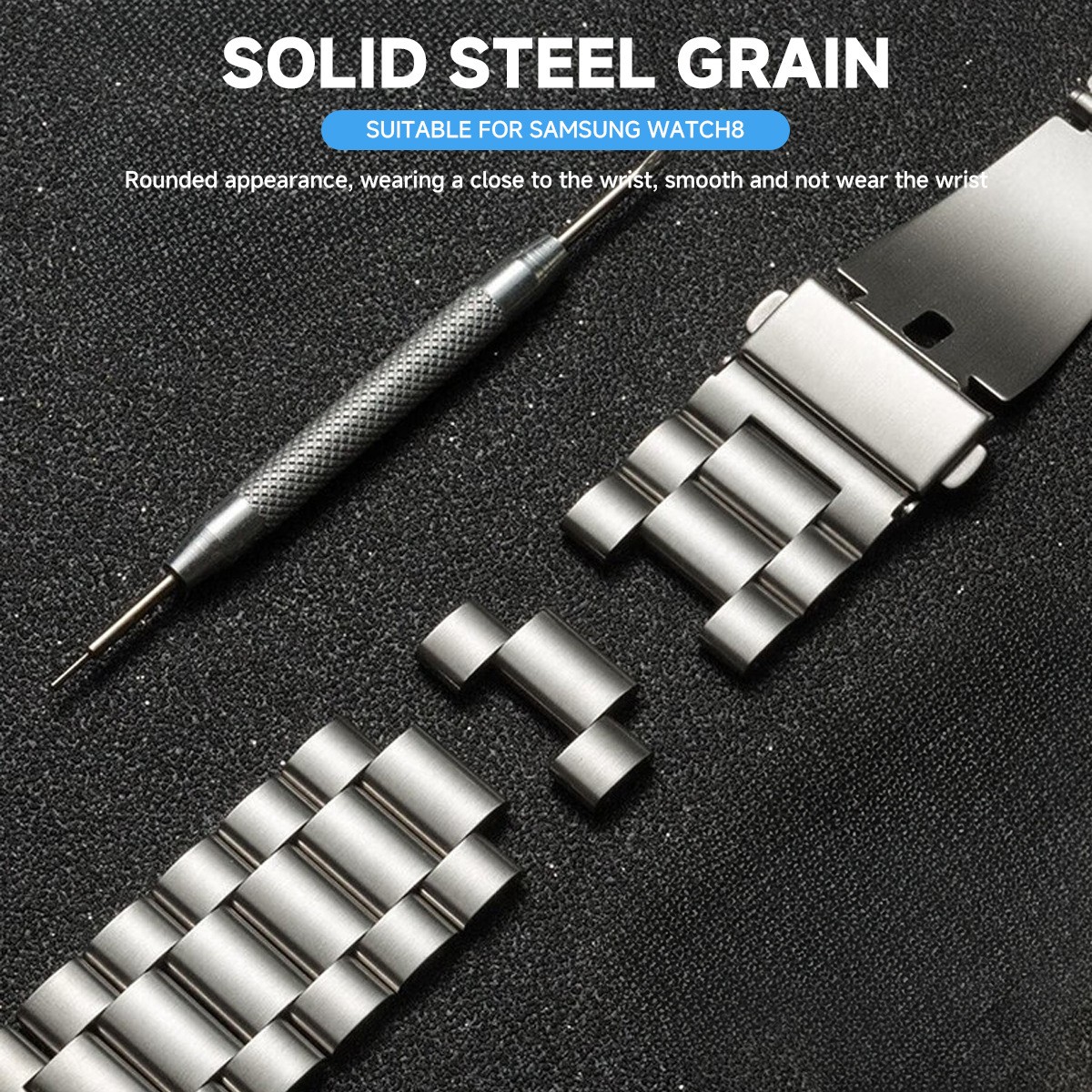 Fits Samsung Galaxy watch8/8Classic Stainless Steel Watch Strap Solid Band