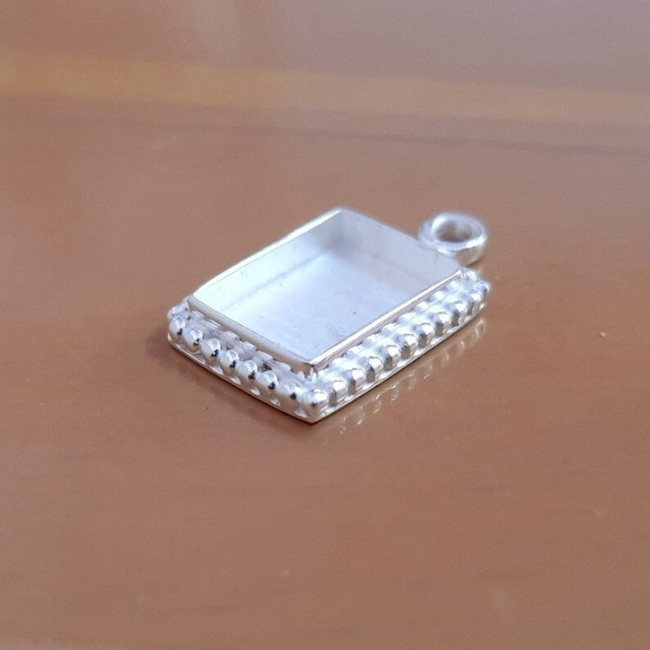 925 Sterling Silver 10x14mm Rectangle Bezel Pendant Blank DIY Jewelry Making