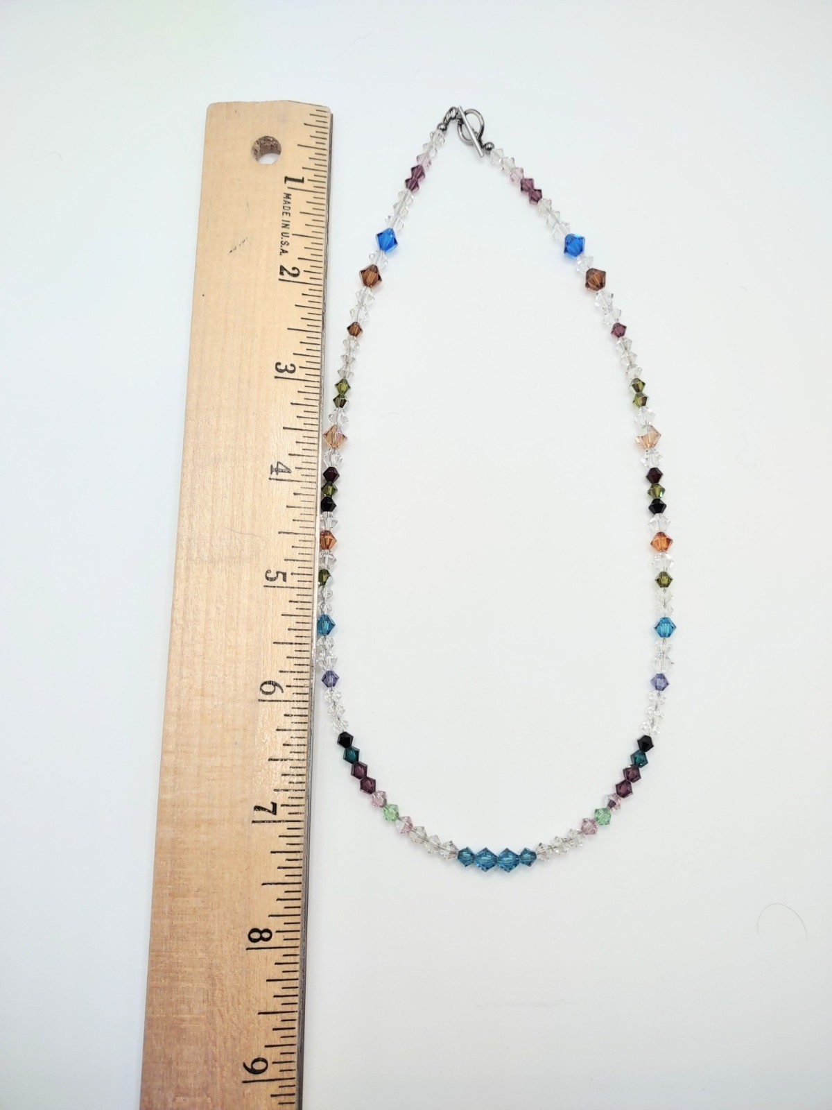 Made With Swarovski Crystals Necklace Multi Color Sterling Silver Clasp Fashion