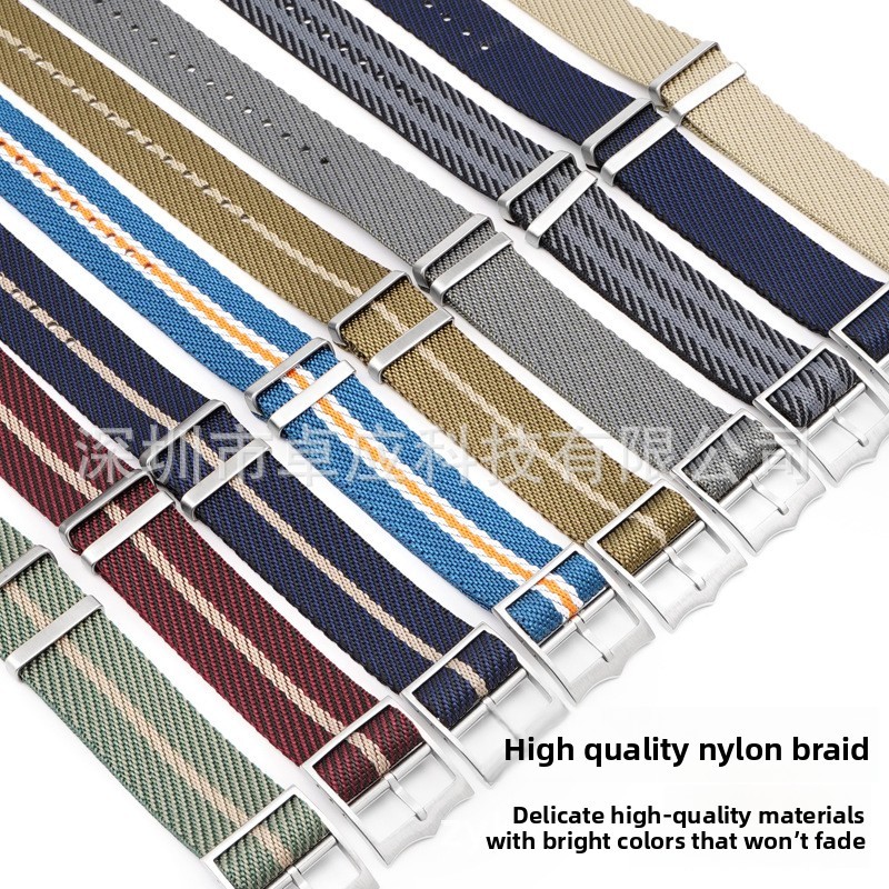 Quality Nylon Canvas Watch Strap Single-pass Band 20mm 22mm for High-end Watches