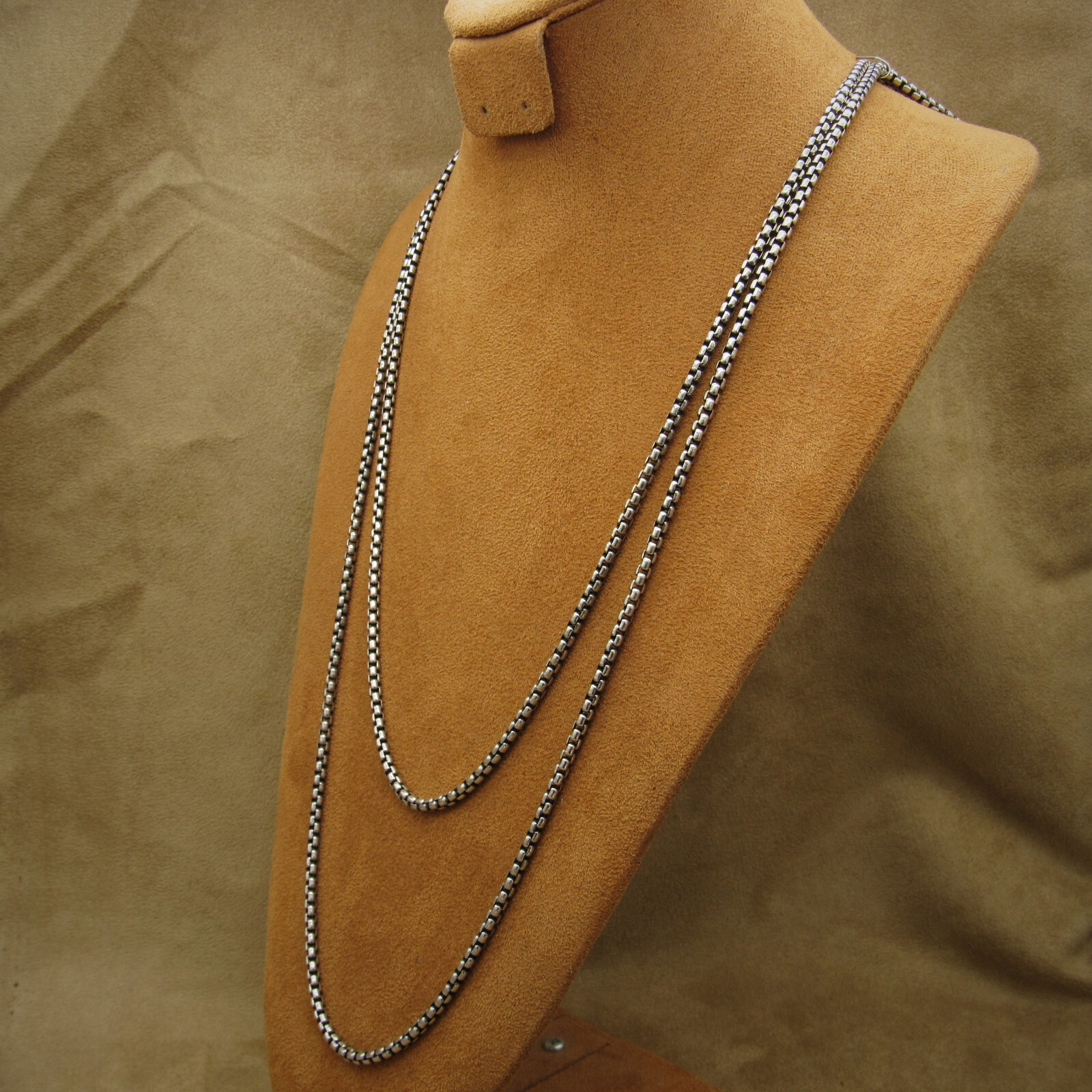 Sterling Silver 72 Inch Rounded Box Chain