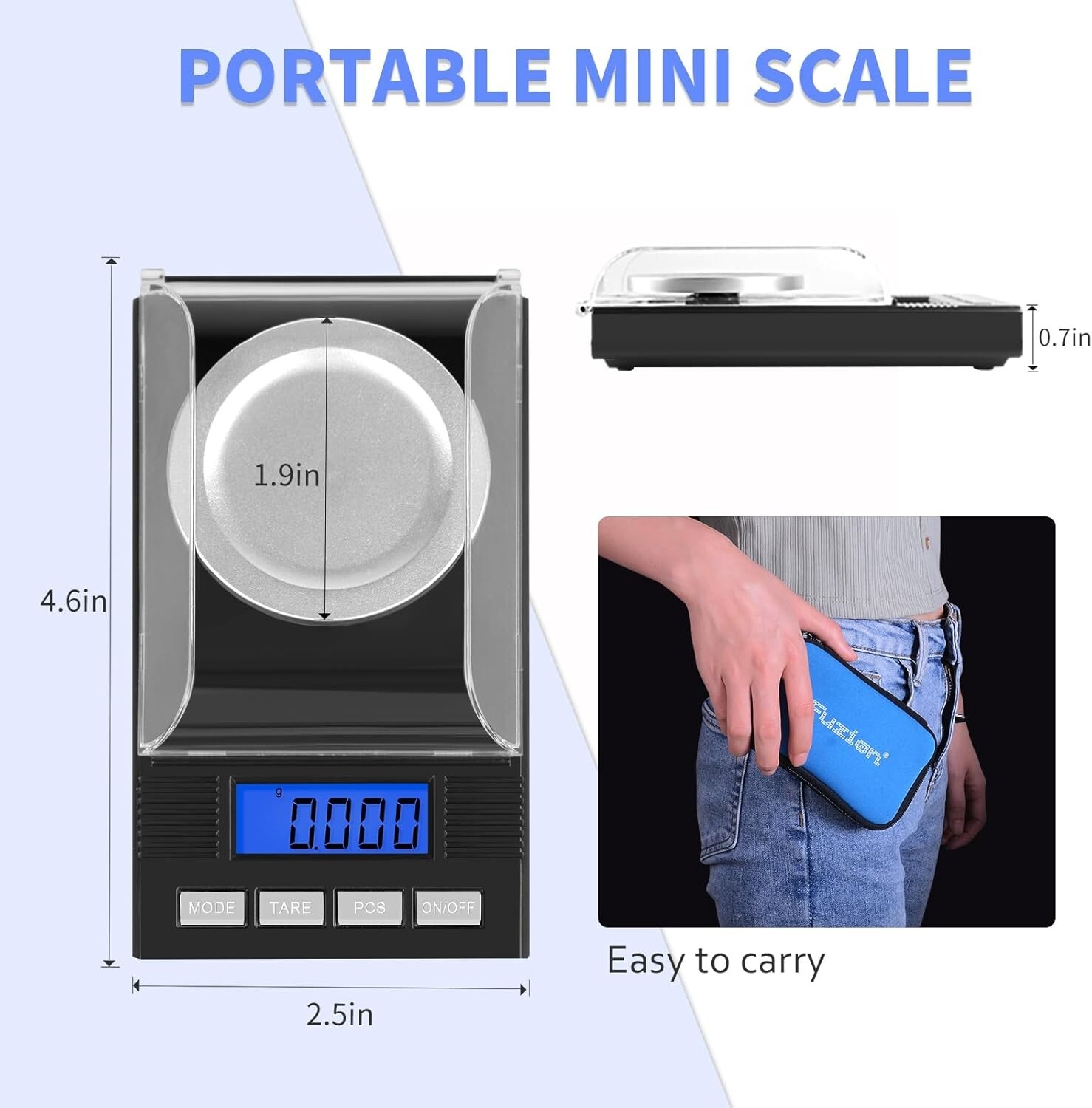 Milligram Scale 50g/0.001g, Portable Jewelry Scale .001 Gram Accuracy, Mg Scale