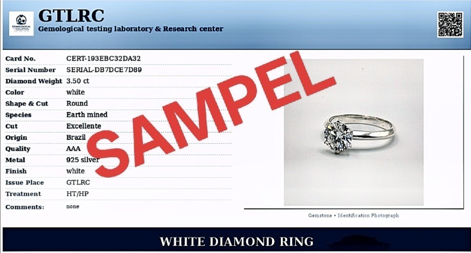 Rare 4.50 Ct Certified Treated White Diamond Solitaire, 925 Silver Rings