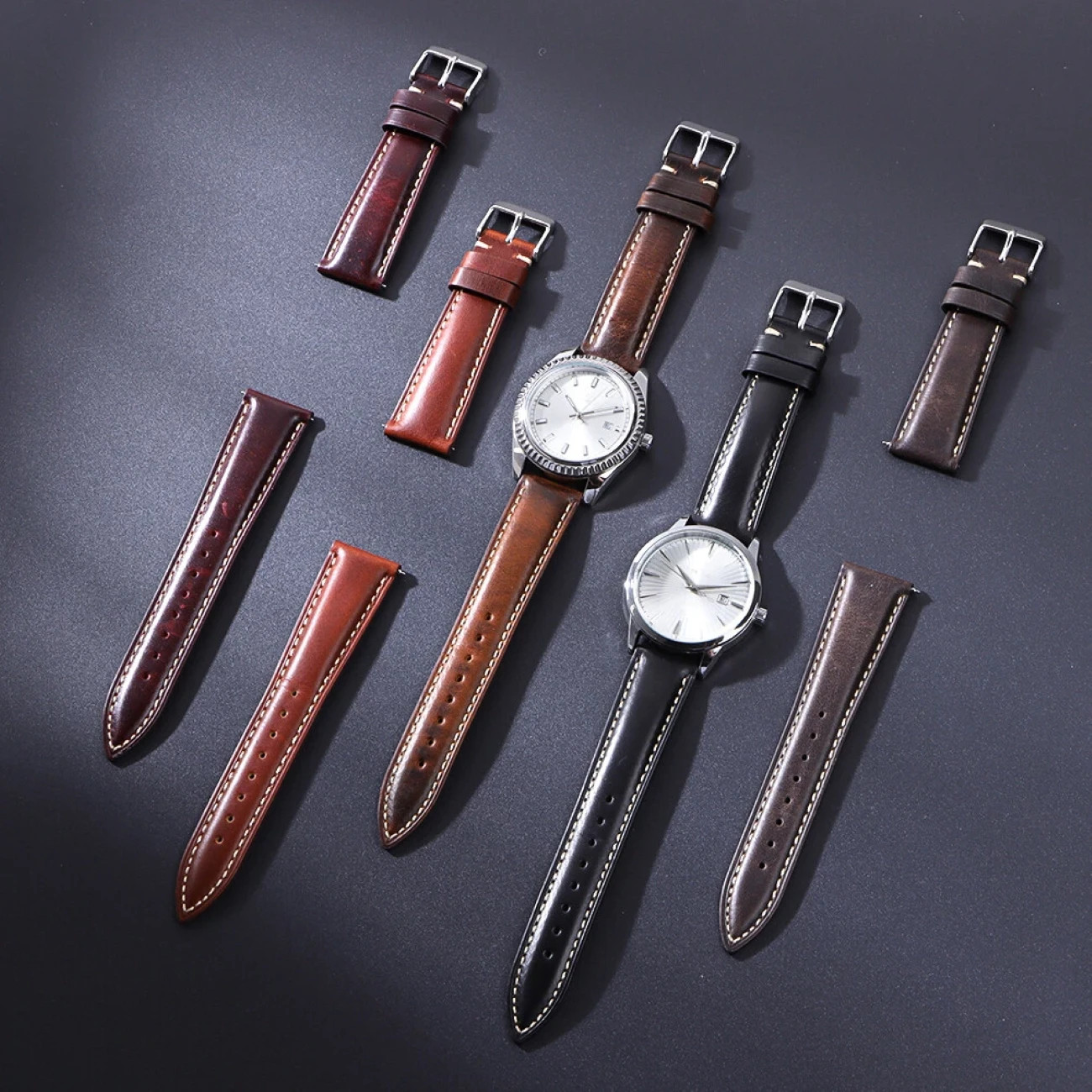 18mm 19mm 20mm 21mm 22mm Men’s Genuine Leather Watch Strap Band Quick Release