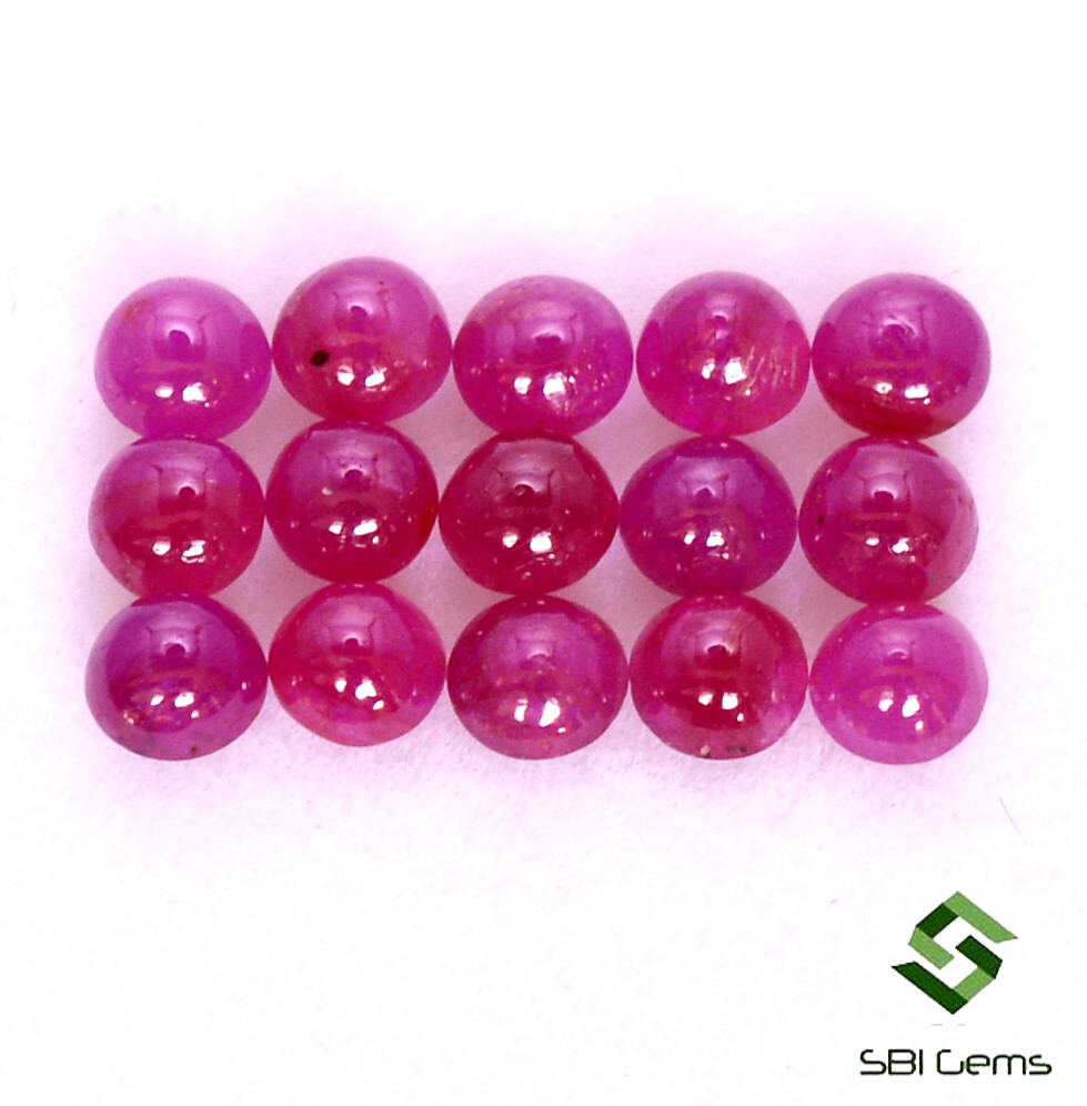 2.50 Cts Natural Ruby Round Cabochon 3 mm Lot 15 Pcs Unheated Loose Gemstones