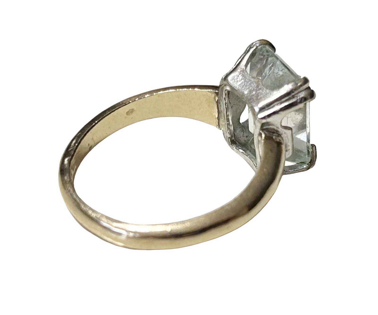 Uncas 14K Gold Filled Simulated White Spinel Solitaire Engagement Ring Size 5.25