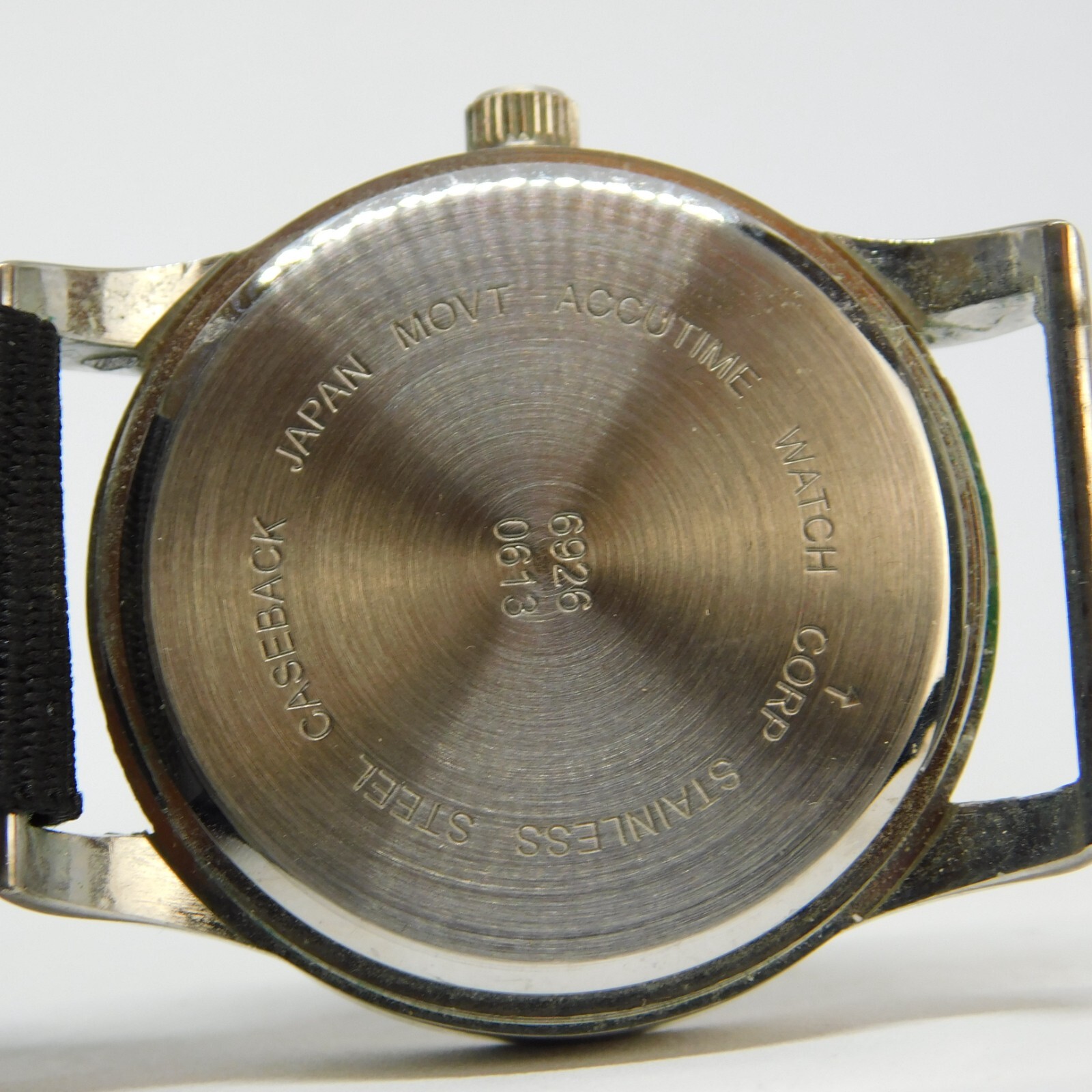 ACCUTIME WATCH CORP 6926 Nylon Band Quartz Analog Men’s Watch New Battery
