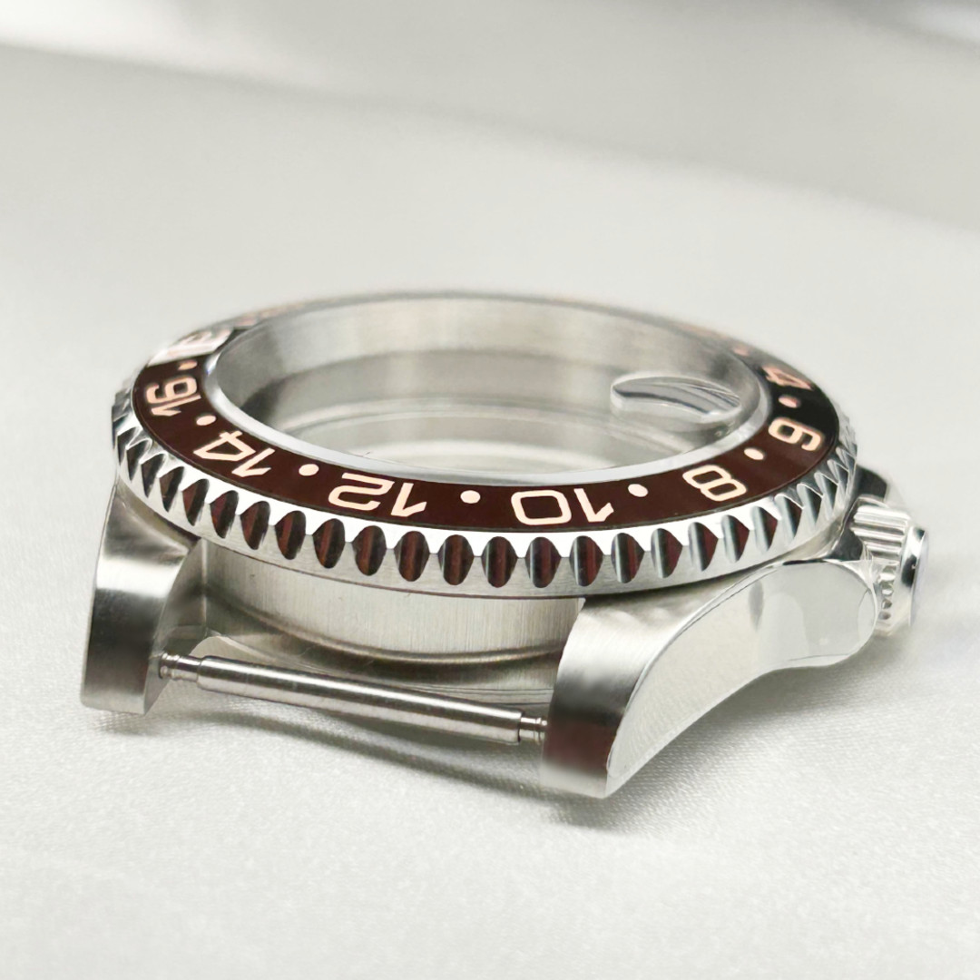 40mm Silver 28.5mm Dial Brushed Watch Case+Sapphire Glass For nh35 nh34 Movement