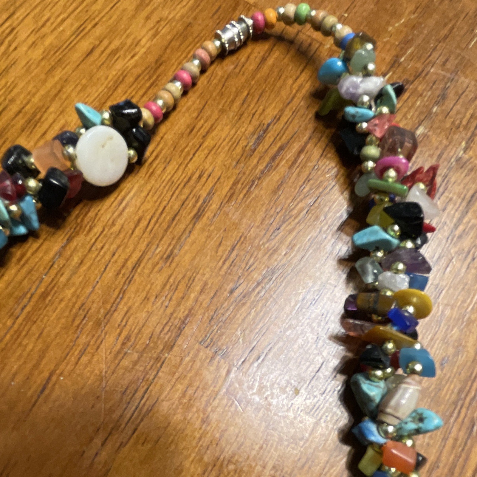 Lot of 2 Multicolor Chip Bead Strand Necklaces Stone & Glass Beads Semi Precious