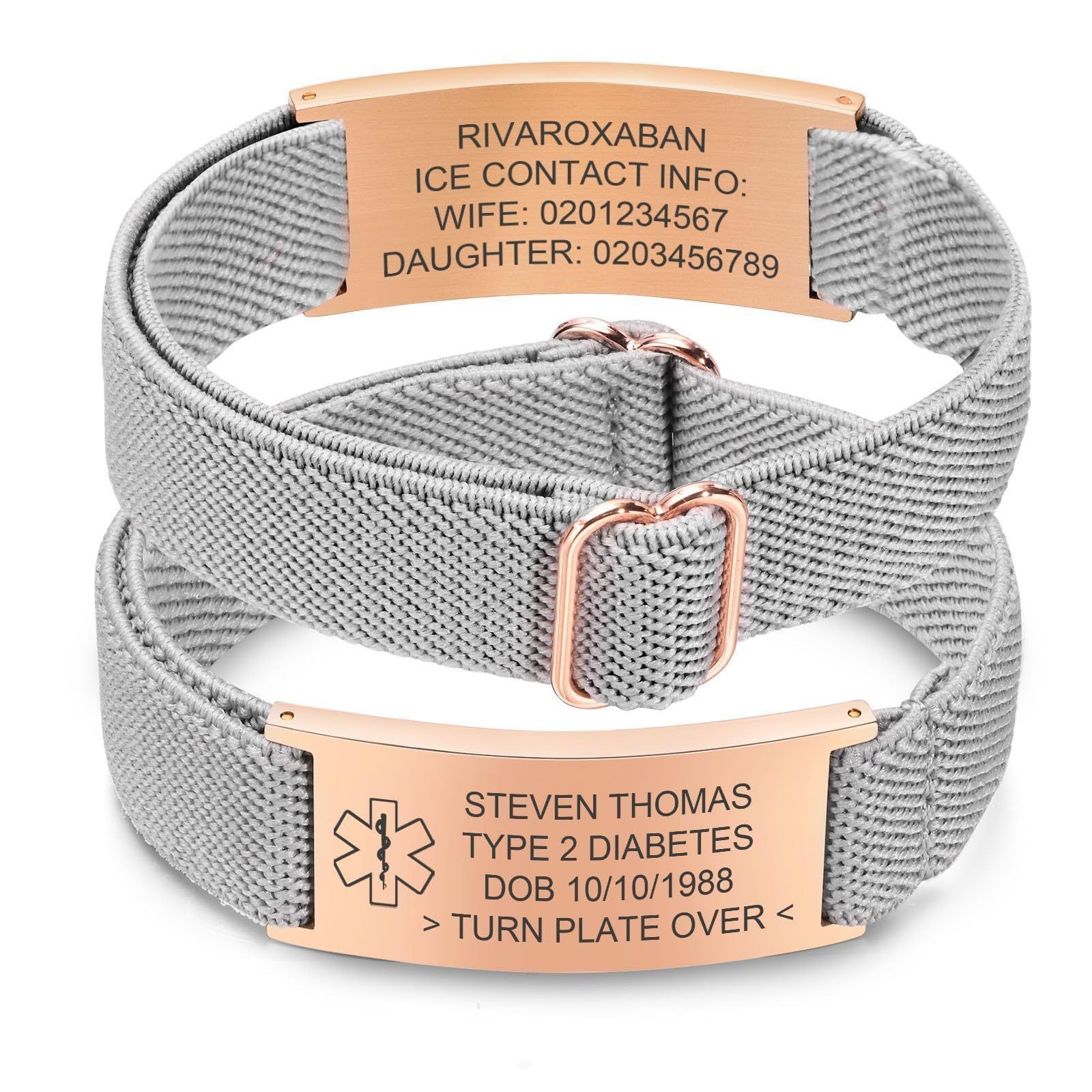 Free Engraving Personalized Medical Alert Bracelet Stainless Steel Wristband