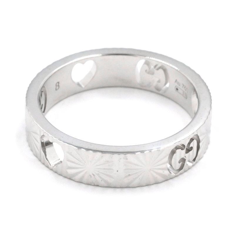 Gucci Icon Heart Ring US 4.5 K18WG Interlocking G Slim GG Logo
