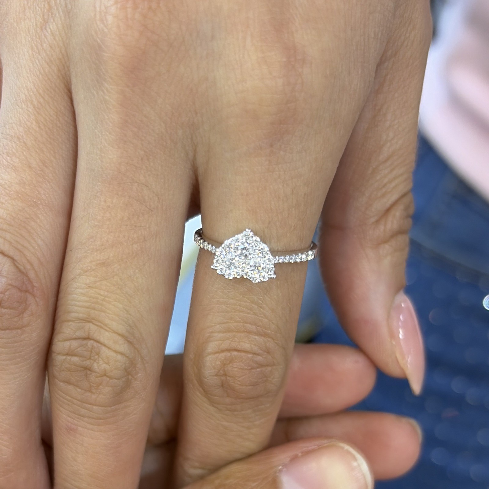Heart-Shaped White Diamond Pavé Women’s Engagement Ring in White Gold