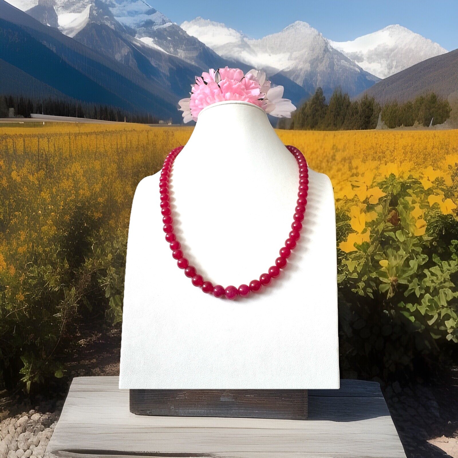 Stunning Earthmined Marbled Ruby Gem Stone Handmade Necklace 22”inch & 49grams🔥
