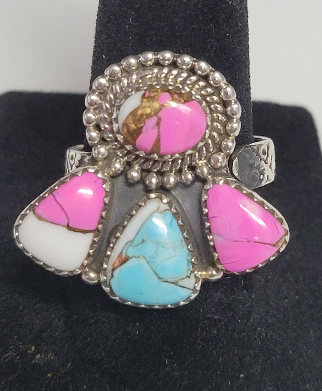 Cotton Candy Turquoise- Adjustable ring – SS 925 – handmade – full silver back