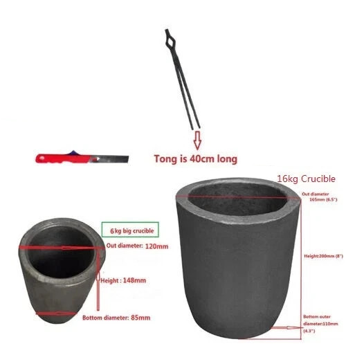 16 KG Gas Metal Melting Furnace Kit Foundry Casting Lifting and Pouring Tongs