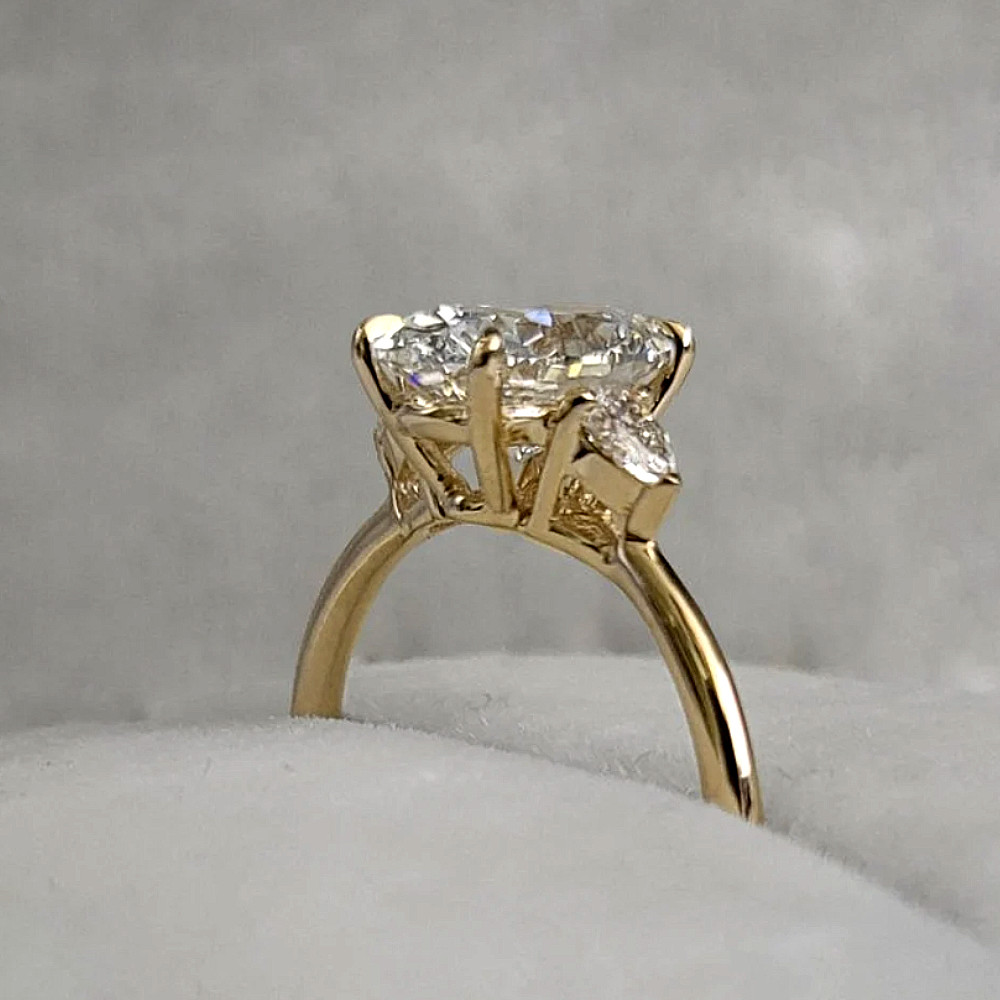 Diamond Ring Engagement Gold Lab Grown IGI Oval Cut in 14k Yellow 1.90 Carat