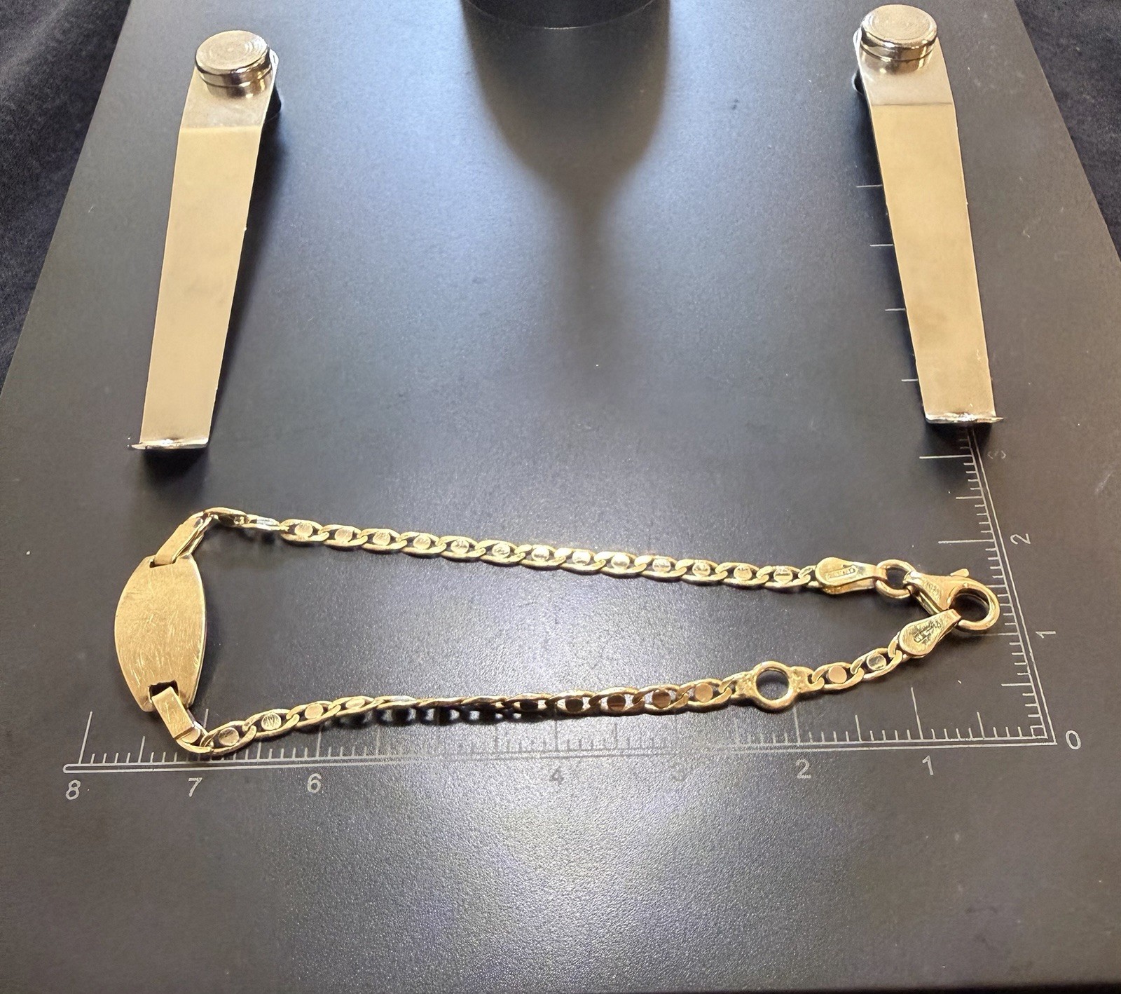 18k Gold Engravable Plate Chain Bracelet(4.1 Grams)