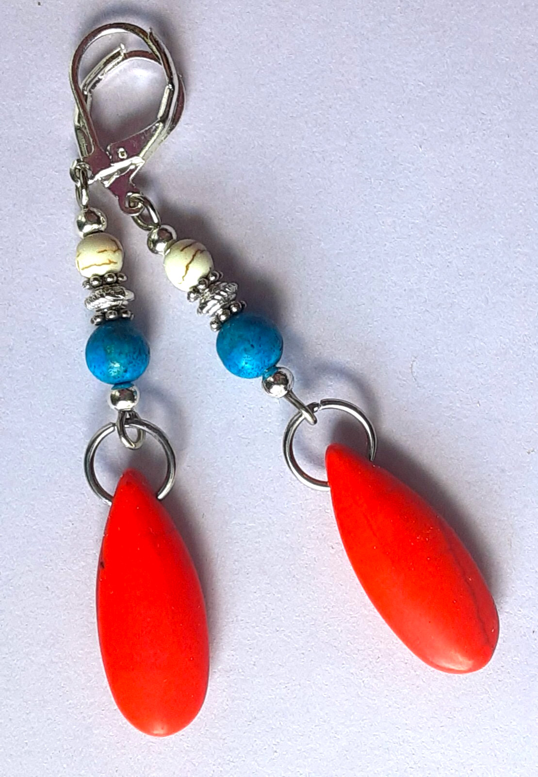 RED ORANGE TURQUOISE White Blue dangle SP LEVER BACK handcrafted XGET