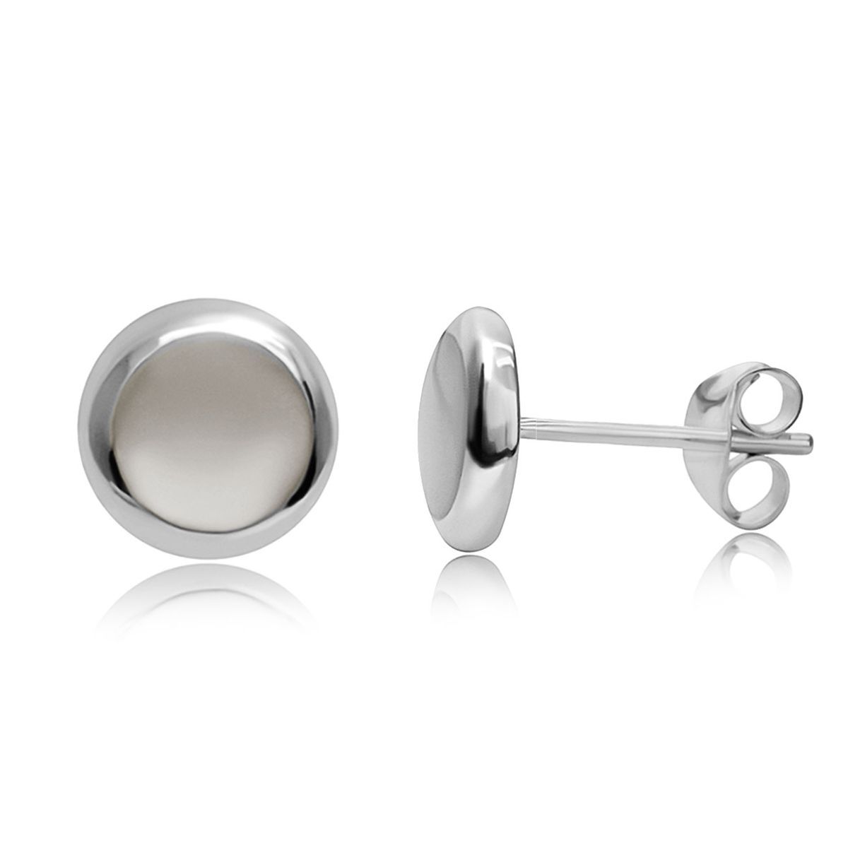 Ladies 925 Silver Mother of Pearl Round Stud Earrings – Gift Idea – Jewellery Elegant