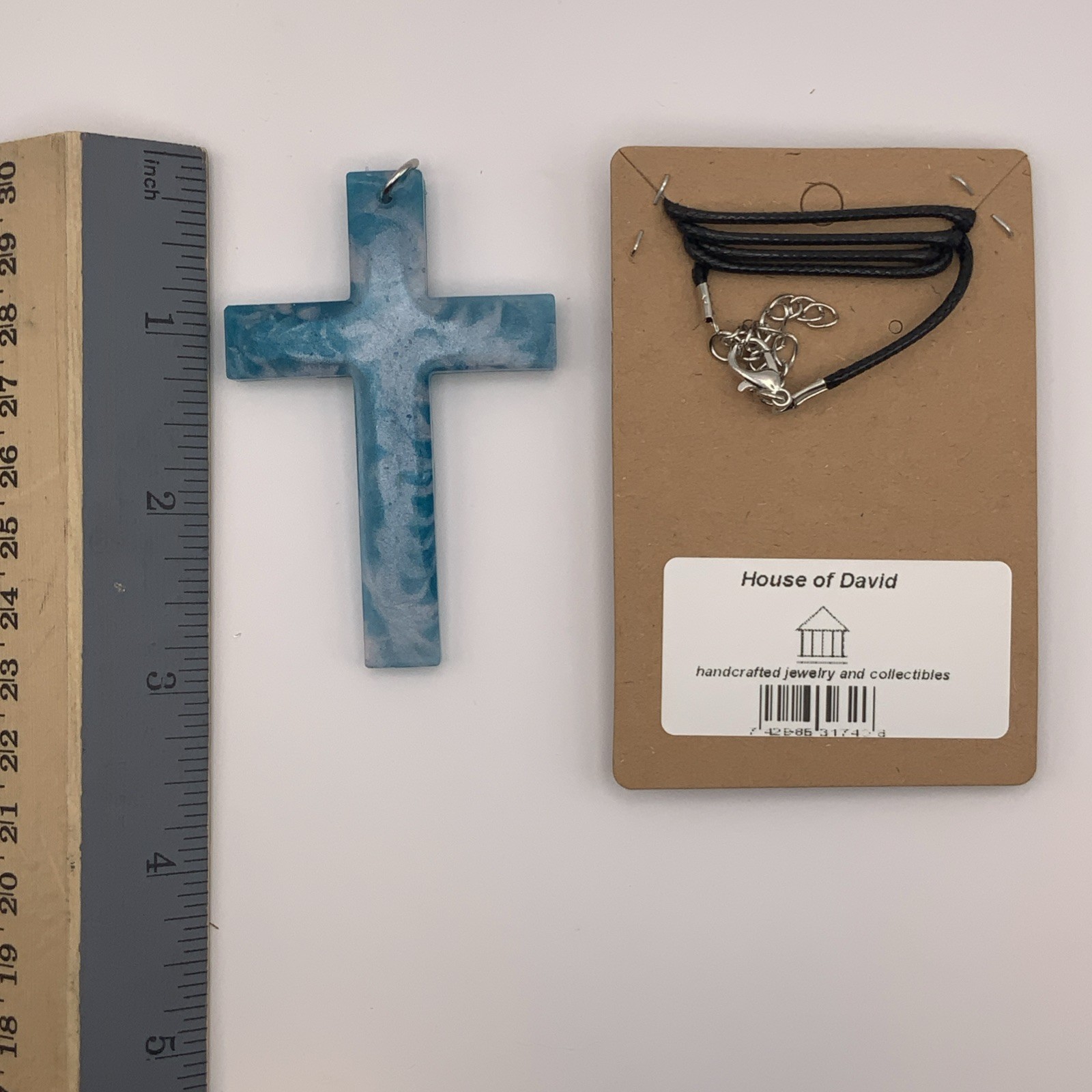 House Of David Handmade Cross Necklace Marbled Dream Water