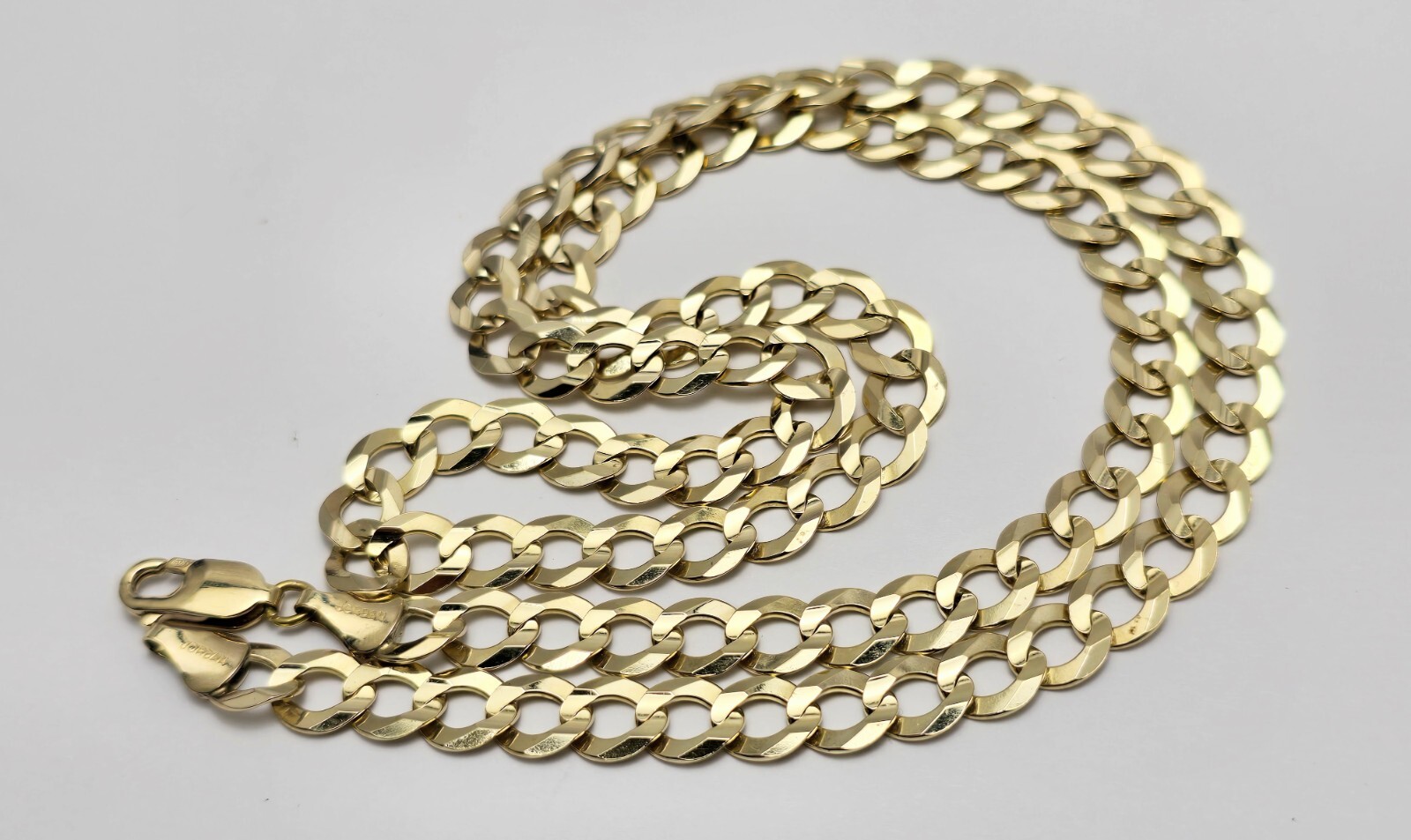 Unique 10K Karat Solid Yellow Gold Flat Curb Link Chain Necklace – 22.50″ Length