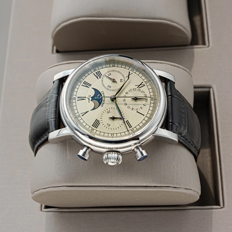 Sugess MoonPhase 29 1/2 Day Chronograph Mechanical Watch Seagull 1963 SUM199S