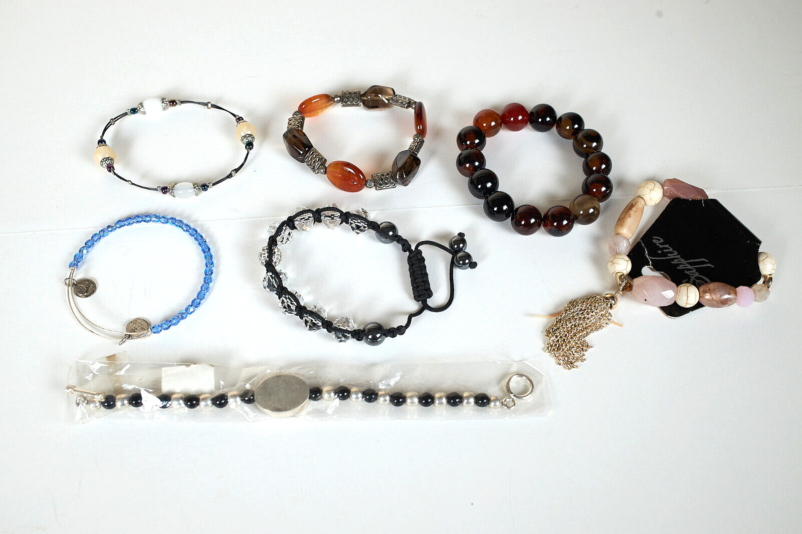 7 Bracelet Lot: Alex & Ani, Shamballa, 925 ID style & 4 more