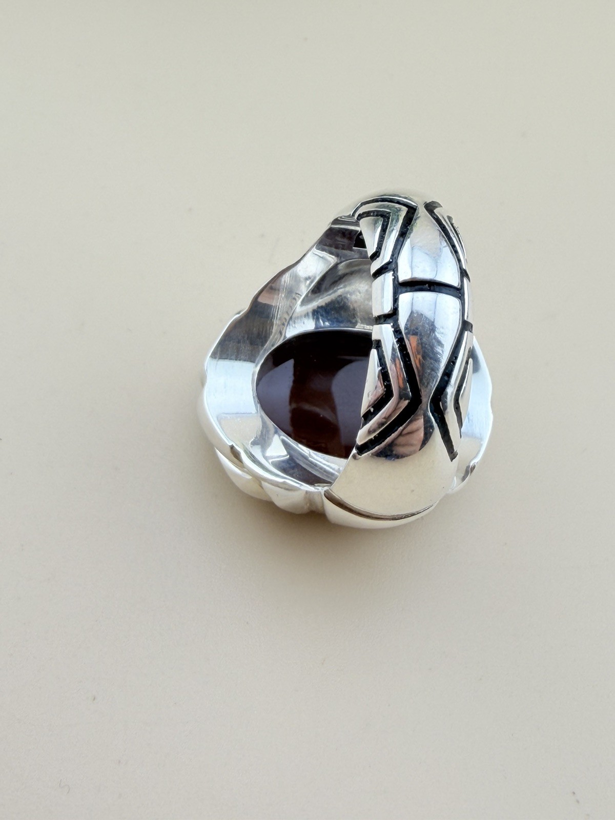 خاتم فضه ٩٩٠ صياغة عارف عقيق يماني اصلي Sterling Silver 990 YAMANI Agate Arif