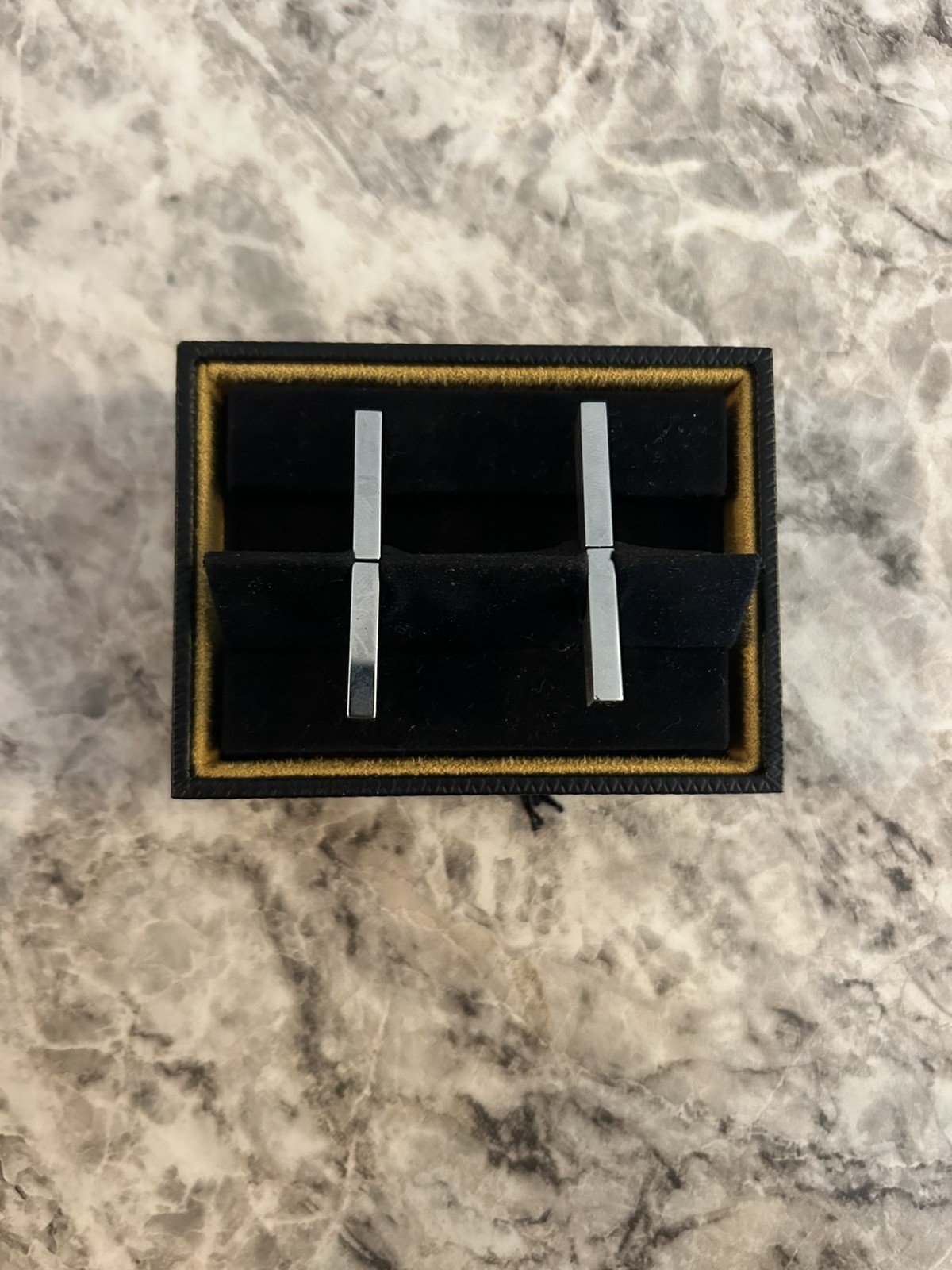 Alfred Dunhill London Two-Tone Stainless Steel Rectangle Cufflinks Boxed