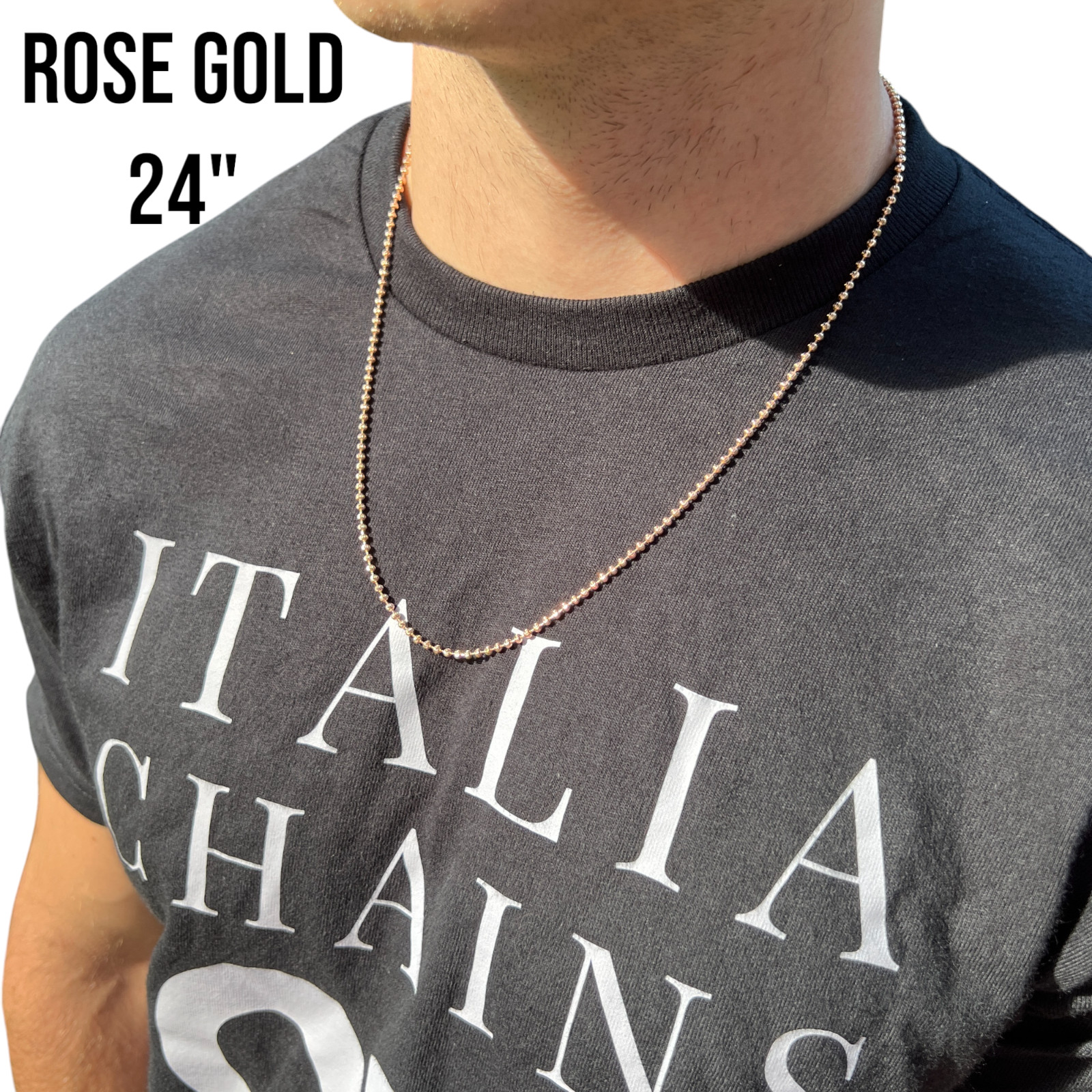 2.5mm Ball Moon Chain Necklace – Solid 925 Sterling Silver Or 14k Gold Vermeil