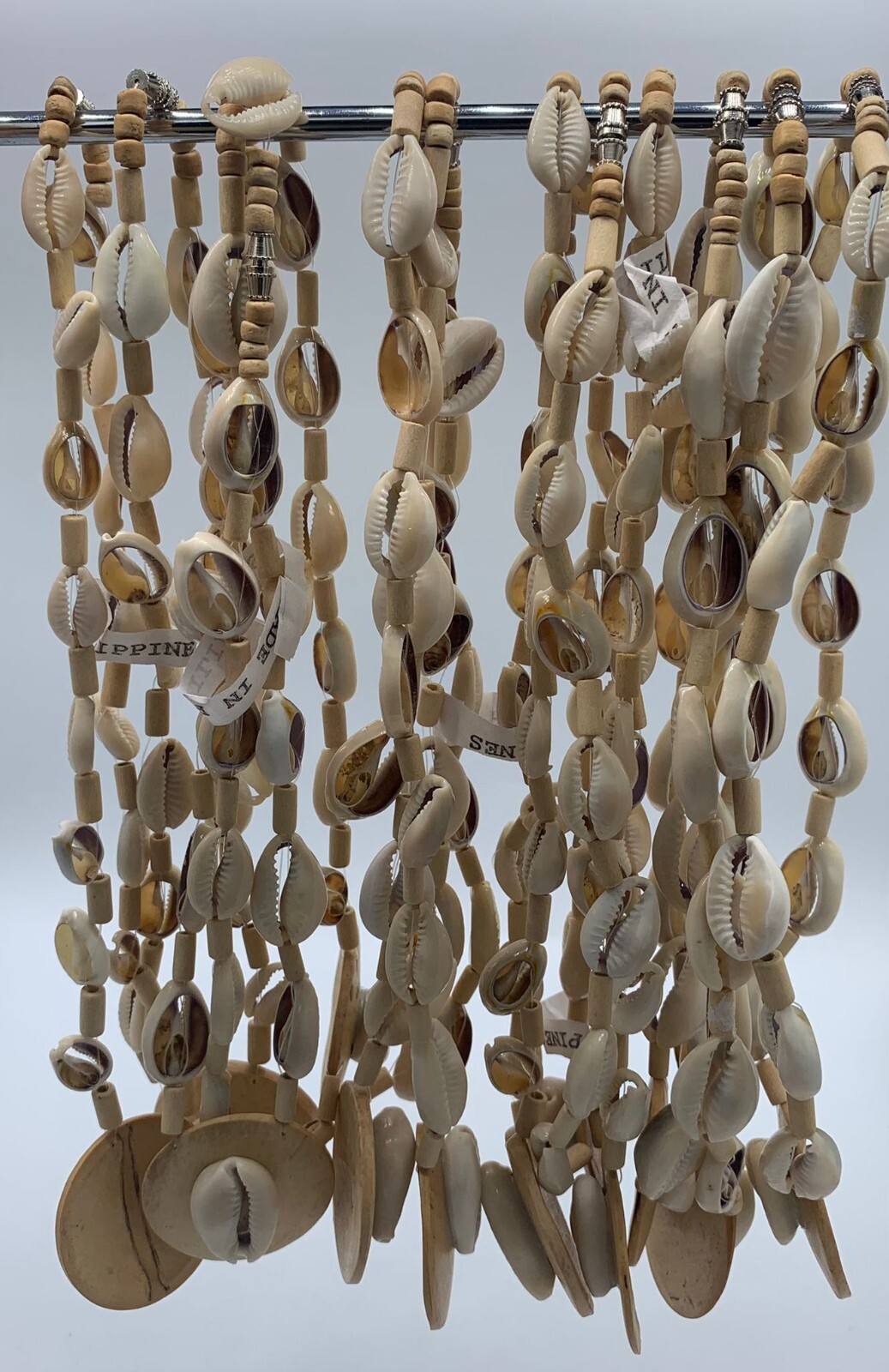 twelve cowrie shell necklaces wooden bead Hawaiian style handmade