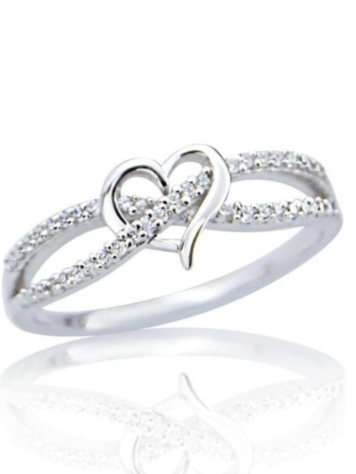 Heart Infinity Ring Rhinestone Crystal Promise Band Elegant Womens Jewelry Gift